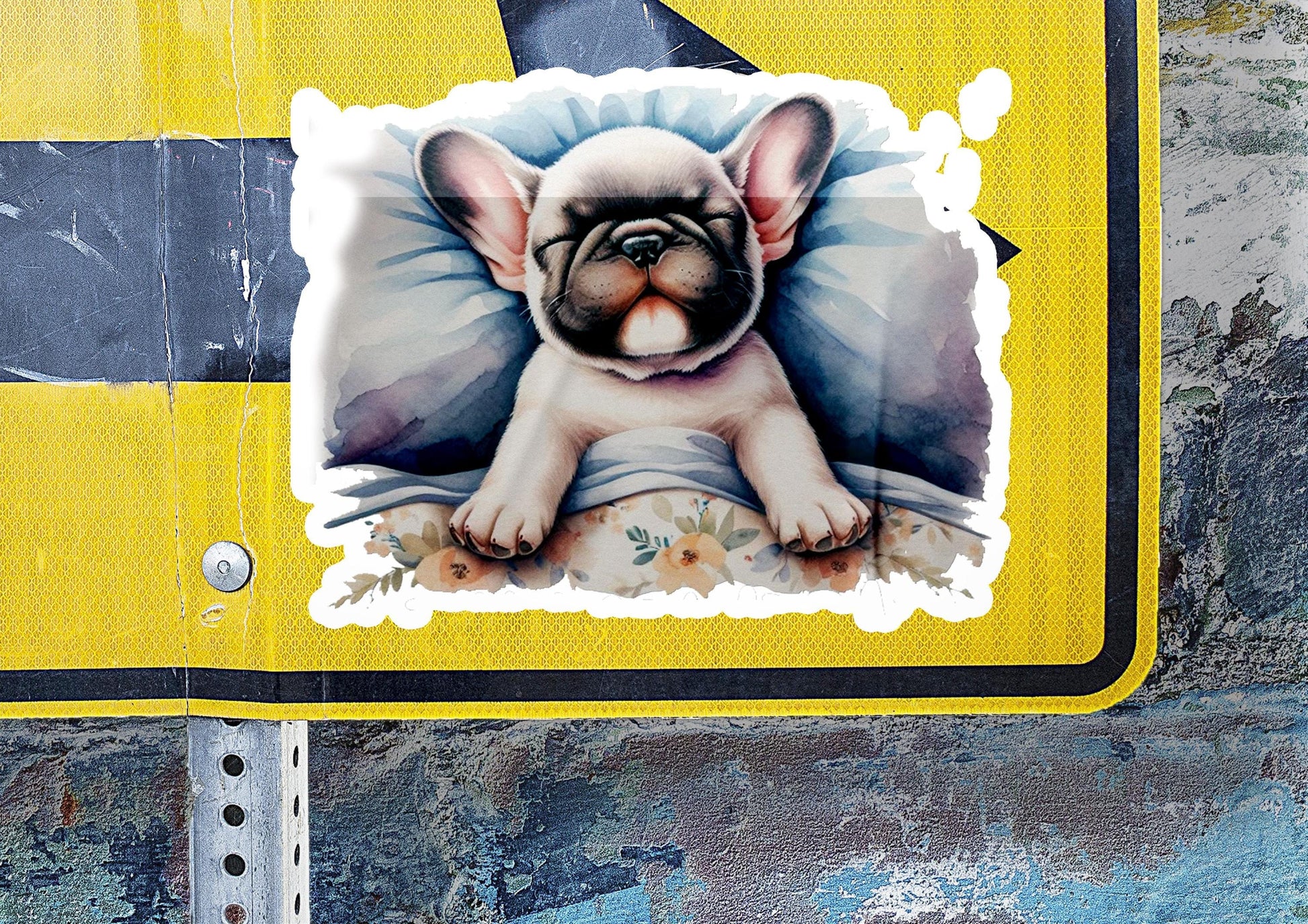 a sticker with a picture of a dog on it