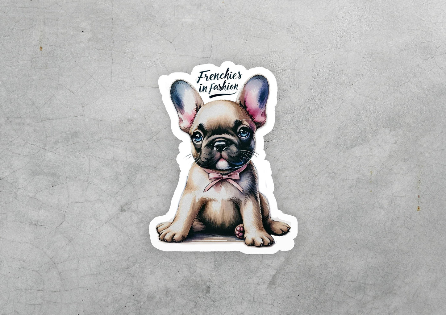 a sticker of a dog wearing a bow tie