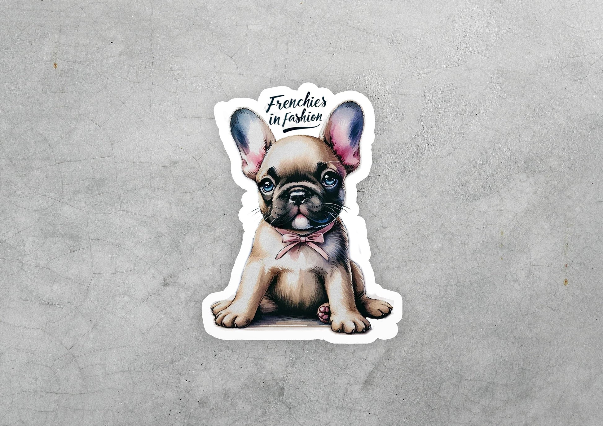 a sticker of a dog wearing a bow tie
