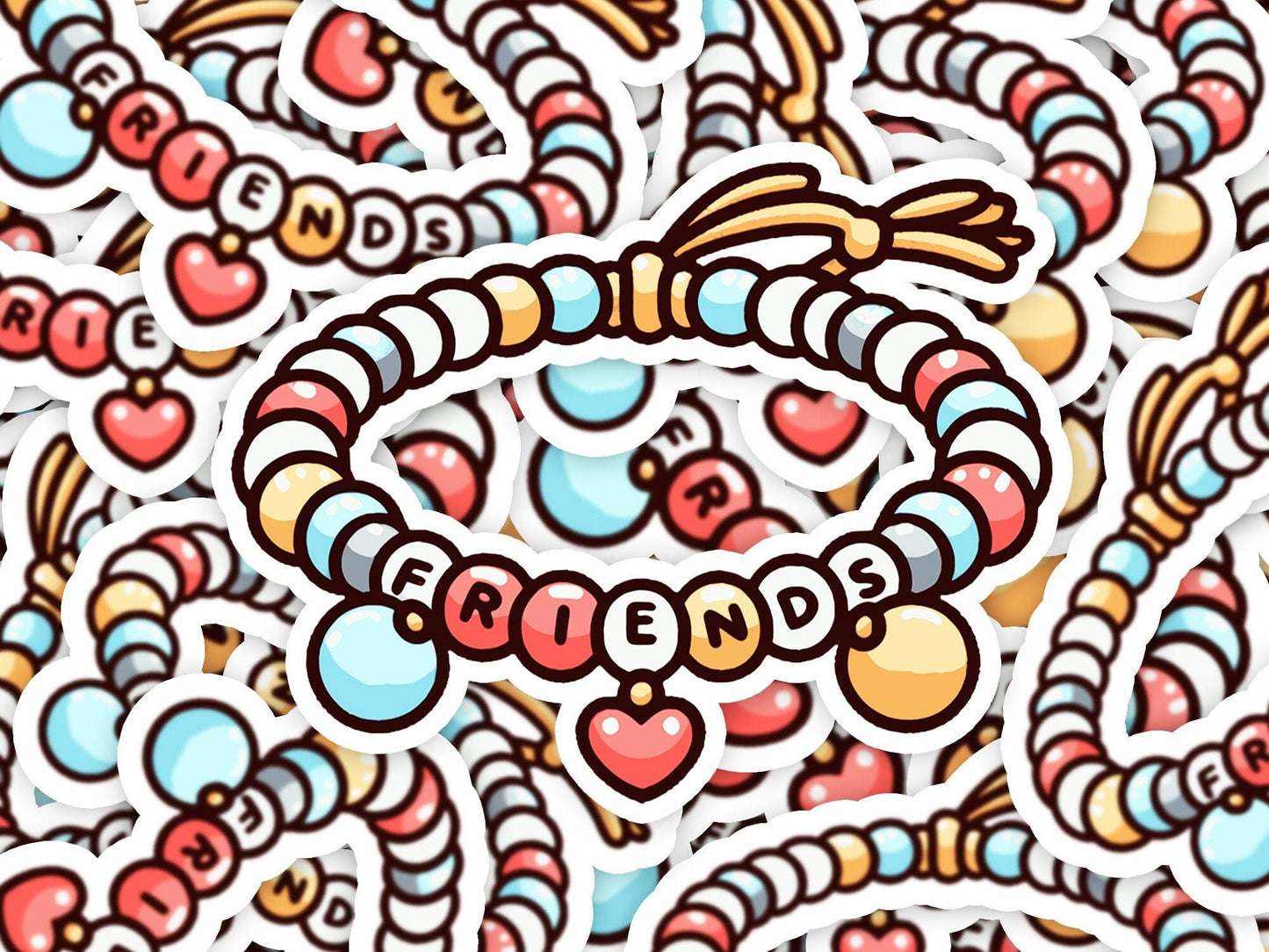 Friends Bracelet Vinyl Sticker | Dishwasher Safe & Durable | Custom Sizes | Fast Shipping | Made in USA Fiesta Doodle waterproof vinyl sticker. dishwasher safe outdoor sticker.
