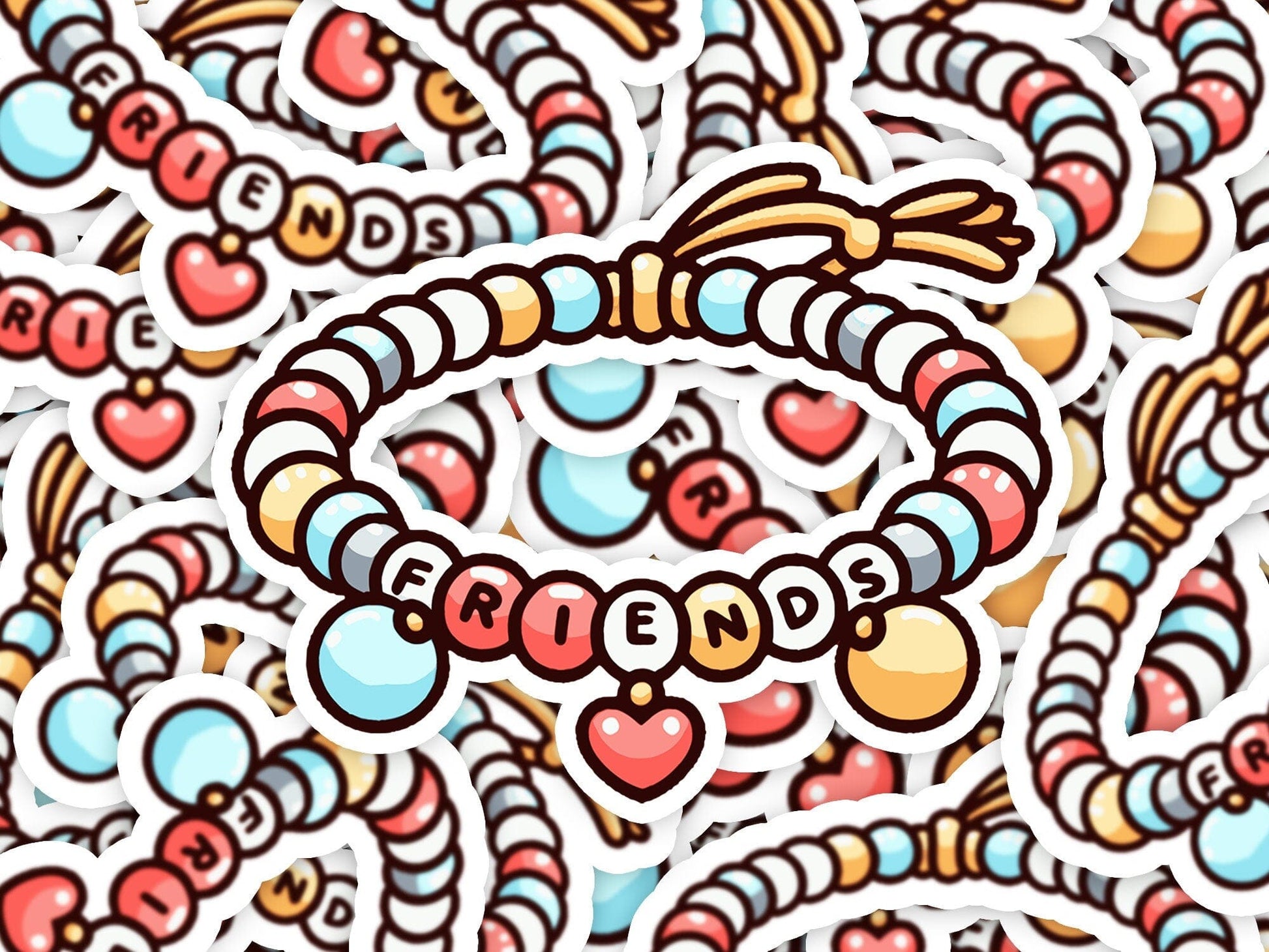 Friends Bracelet Vinyl Sticker | Dishwasher Safe & Durable | Custom Sizes | Fast Shipping | Made in USA Fiesta Doodle waterproof vinyl sticker. dishwasher safe outdoor sticker.
