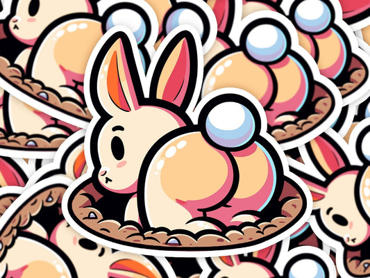 Funny Bunny Butt Vinyl Sticker | Dishwasher Safe & Durable | Custom Sizes | Fast Shipping | Made in USA Fiesta Doodle waterproof vinyl sticker. dishwasher safe outdoor sticker.