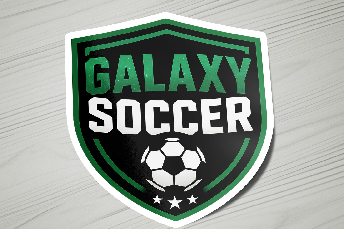 Galaxy Soccer Crest Vinyl Sticker | Dishwasher Safe & Durable | Custom Sizes | Fast Shipping | Made in USA 1 Fiesta Doodle waterproof vinyl sticker. dishwasher safe outdoor sticker.
