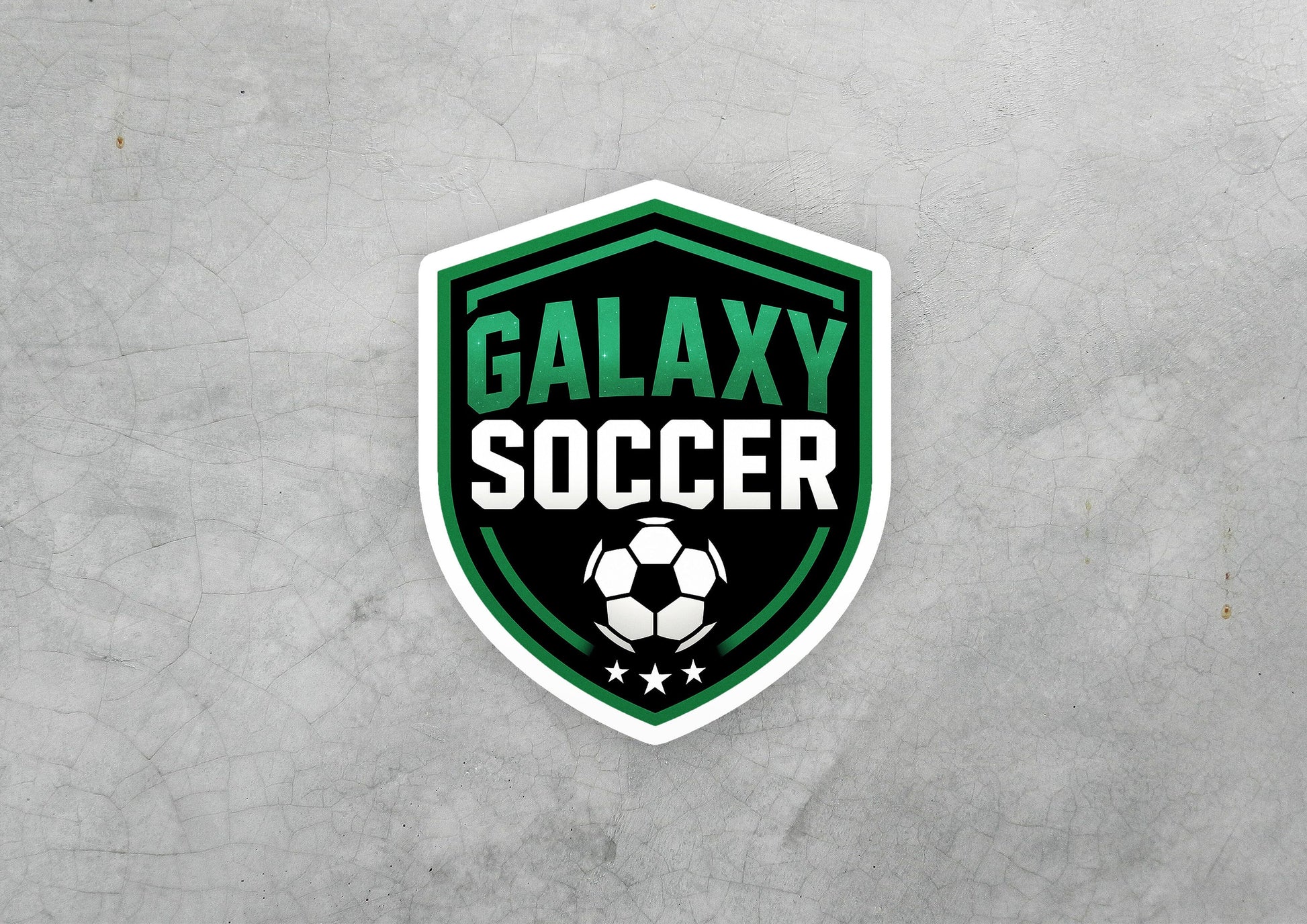 Galaxy Soccer Crest Vinyl Sticker | Dishwasher Safe & Durable | Custom Sizes | Fast Shipping | Made in USA 1 Fiesta Doodle waterproof vinyl sticker. dishwasher safe outdoor sticker.
