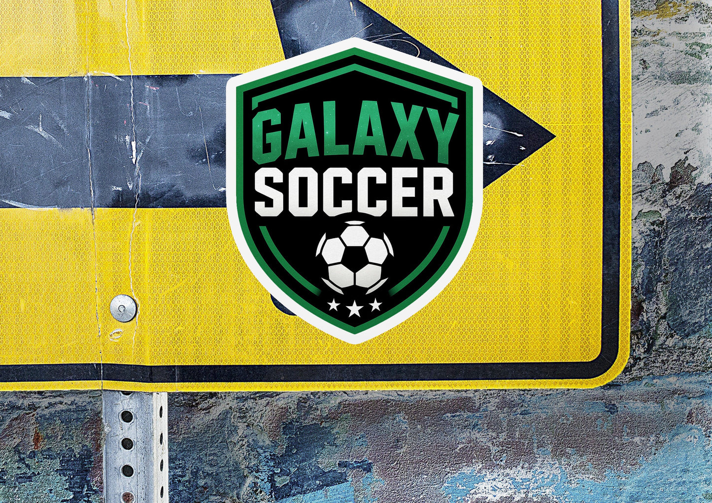 Galaxy Soccer Crest Vinyl Sticker | Dishwasher Safe & Durable | Custom Sizes | Fast Shipping | Made in USA 1 Fiesta Doodle waterproof vinyl sticker. dishwasher safe outdoor sticker.