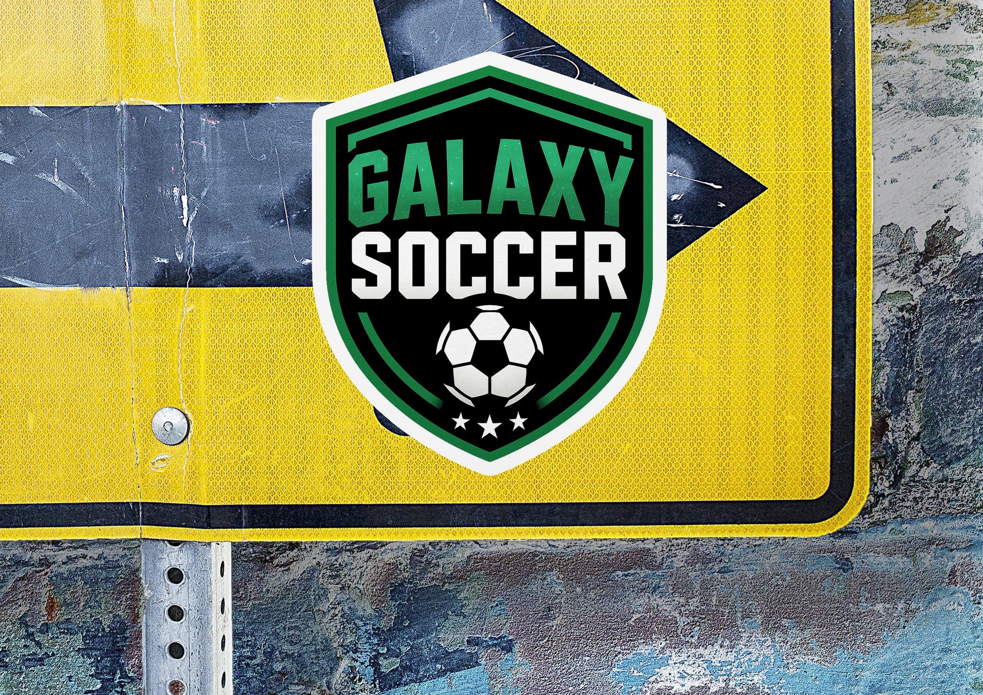 Galaxy Soccer Crest Vinyl Sticker | Dishwasher Safe & Durable | Custom Sizes | Fast Shipping | Made in USA 1 Fiesta Doodle waterproof vinyl sticker. dishwasher safe outdoor sticker.