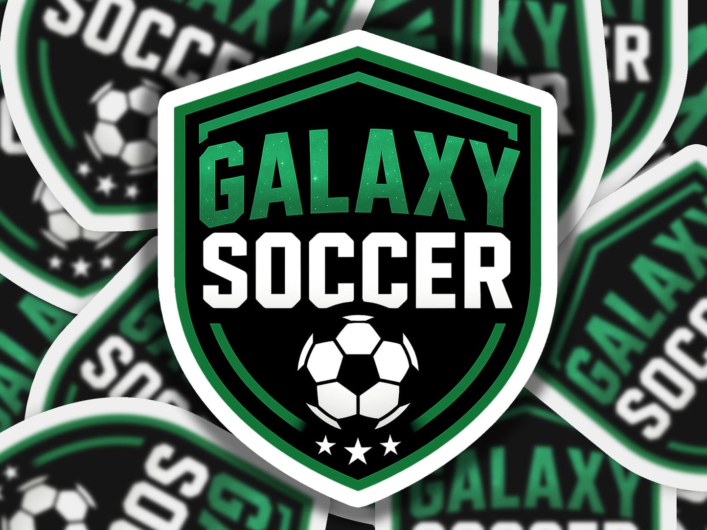 Galaxy Soccer Crest Vinyl Sticker | Dishwasher Safe & Durable | Custom Sizes | Fast Shipping | Made in USA 1 Fiesta Doodle waterproof vinyl sticker. dishwasher safe outdoor sticker.