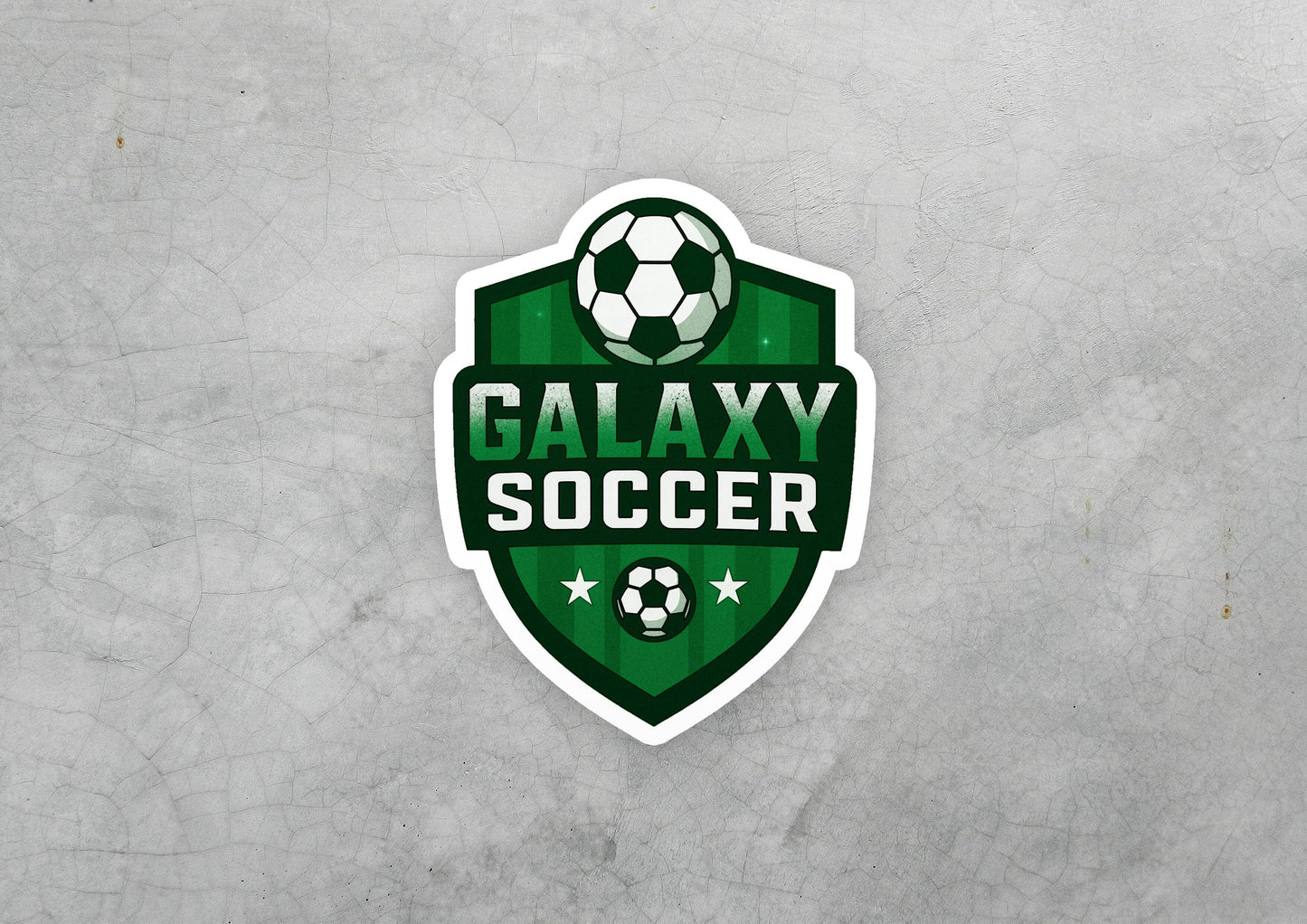Galaxy Soccer Crest Vinyl Sticker | Dishwasher Safe & Durable | Custom Sizes | Fast Shipping | Made in USA 2 Fiesta Doodle waterproof vinyl sticker. dishwasher safe outdoor sticker.