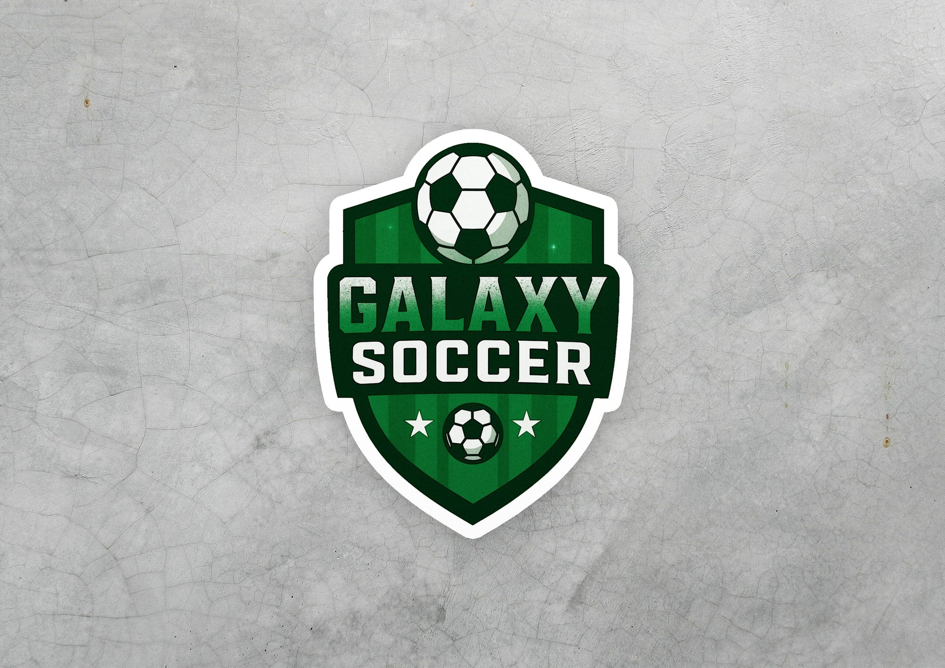 Galaxy Soccer Crest Vinyl Sticker | Dishwasher Safe & Durable | Custom Sizes | Fast Shipping | Made in USA 2 Fiesta Doodle waterproof vinyl sticker. dishwasher safe outdoor sticker.