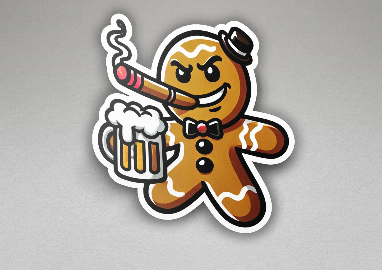 a sticker of a ginger holding a beer