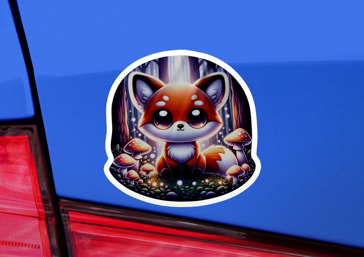 a car with a sticker of a fox on it