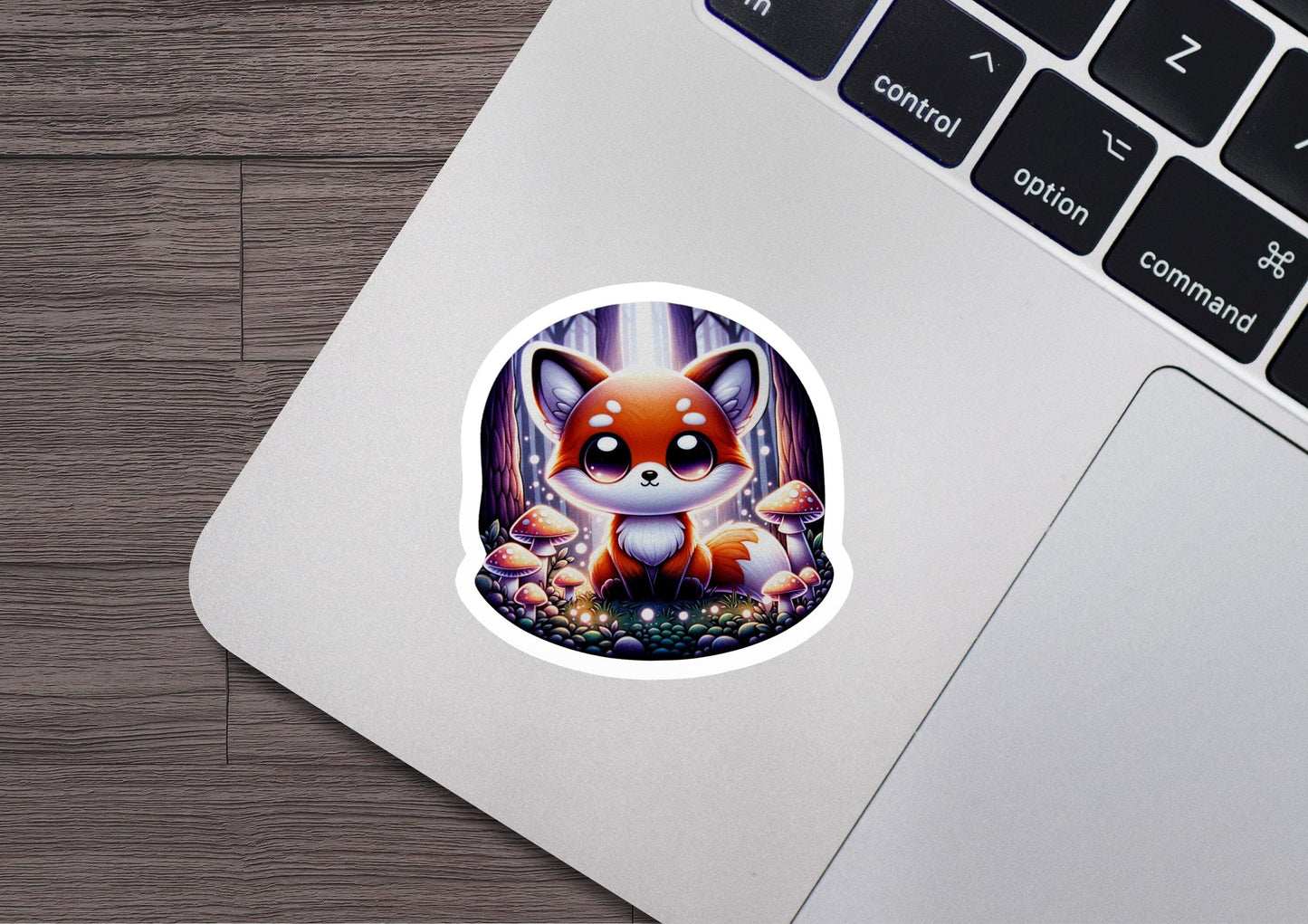 a laptop with a sticker of a red fox on it