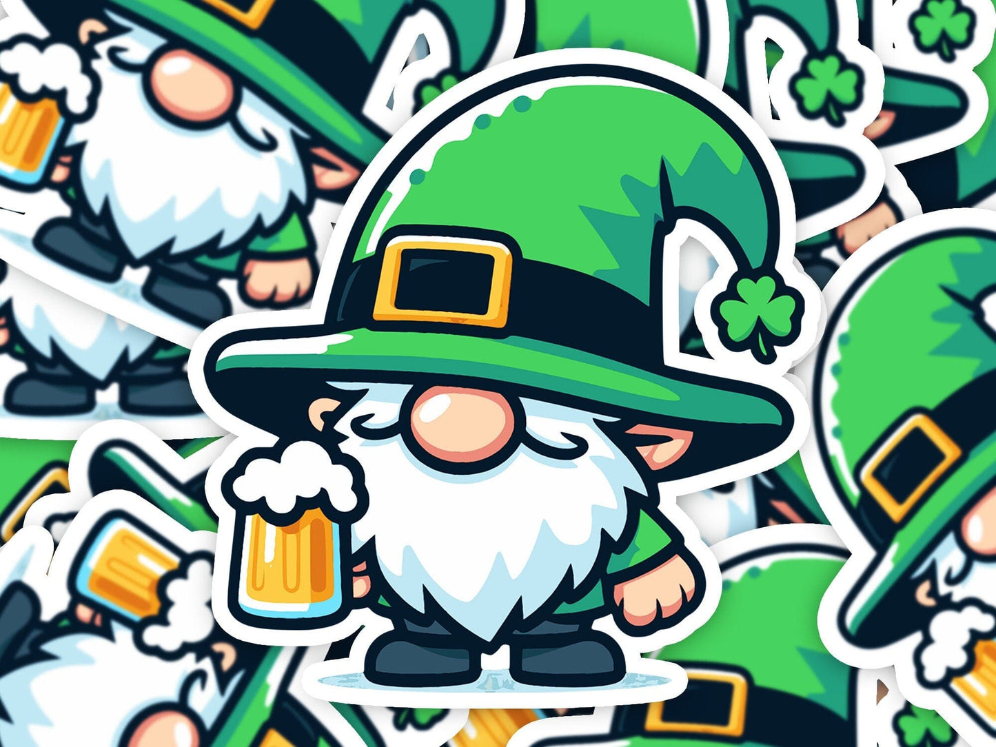 Gnome Beer Vinyl Sticker | Dishwasher Safe & Durable | Custom Sizes | Fast Shipping | Made in USA Fiesta Doodle waterproof vinyl sticker. dishwasher safe outdoor sticker.