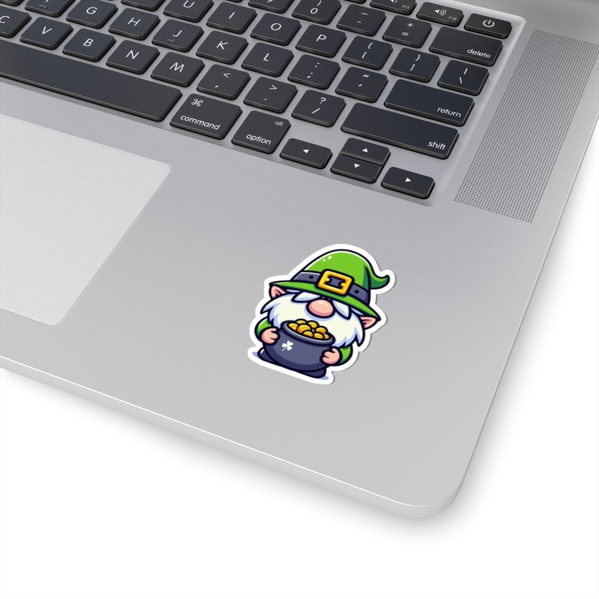 Gnome Pot of Gold Vinyl Sticker | Dishwasher Safe & Durable | Custom Sizes | Fast Shipping | Made in USA Fiesta Doodle waterproof vinyl sticker. dishwasher safe outdoor sticker.