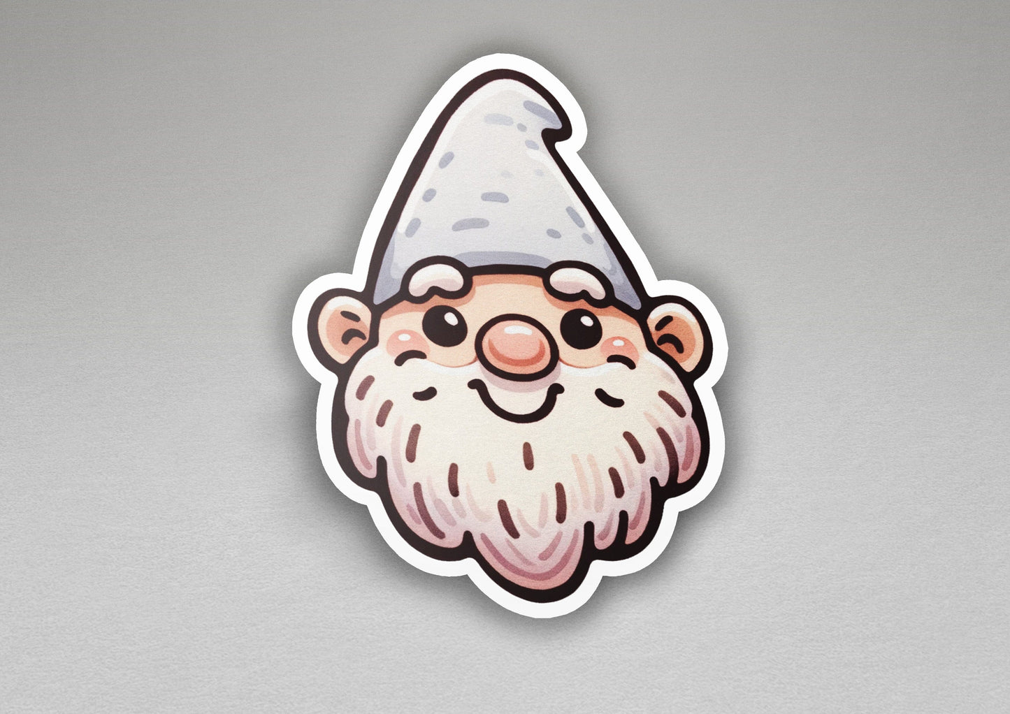 a sticker of a gnome with a hat on