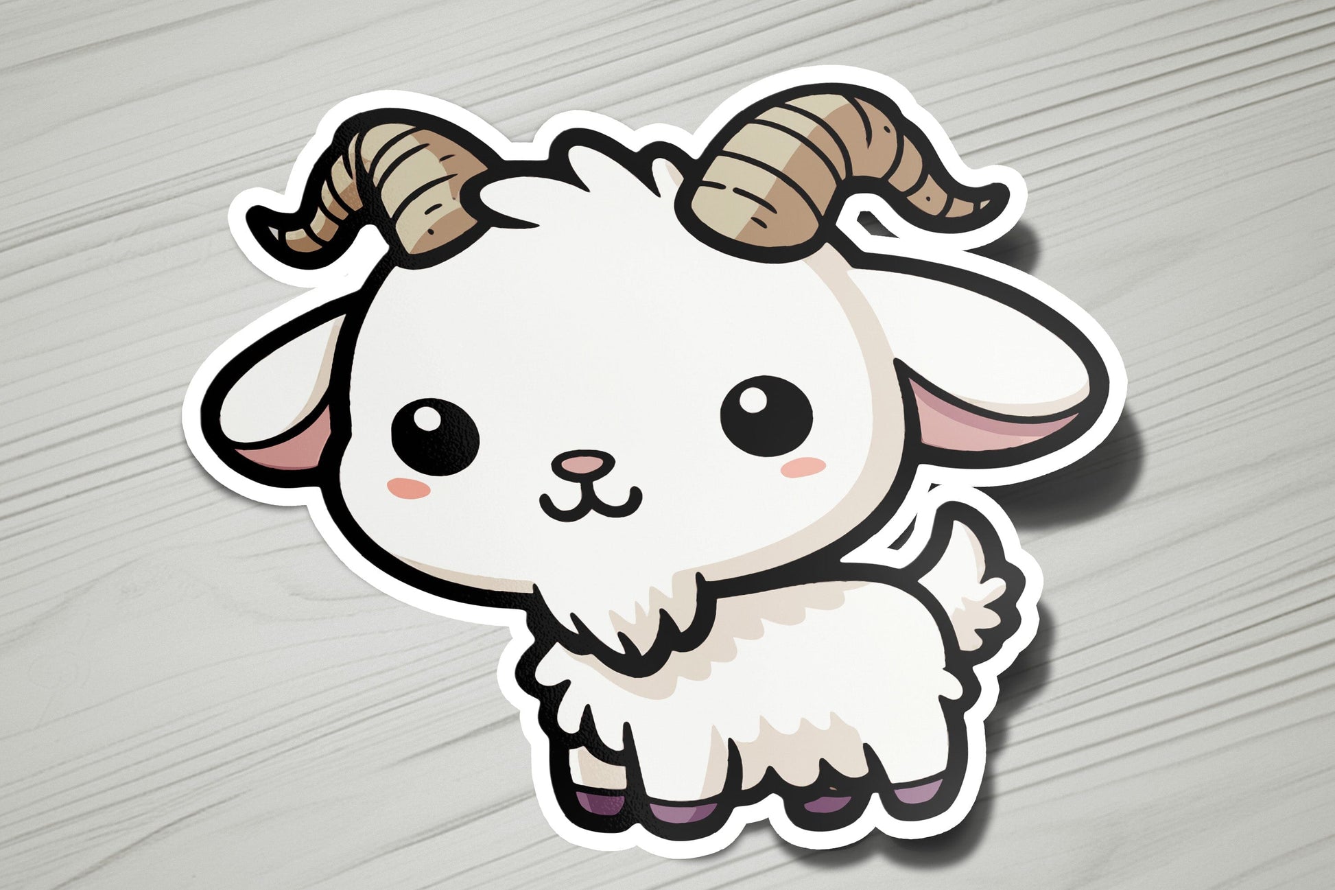 a sticker of a ram with horns on it
