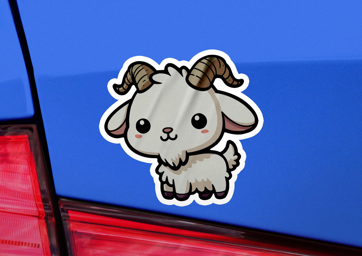 a sticker of a ram on the back of a car