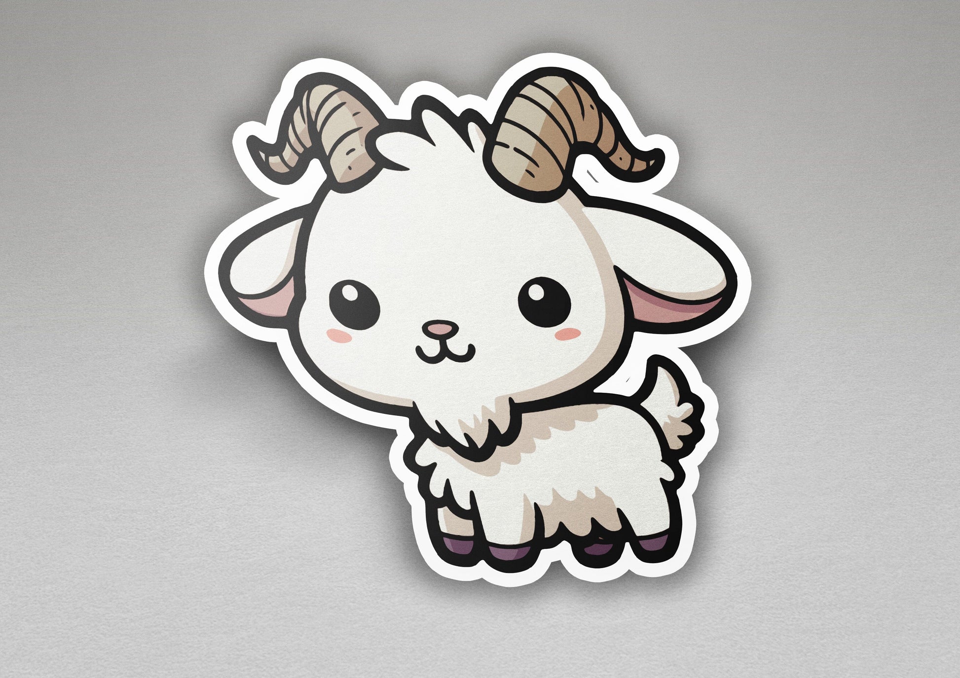 a sticker of a ram with horns on it