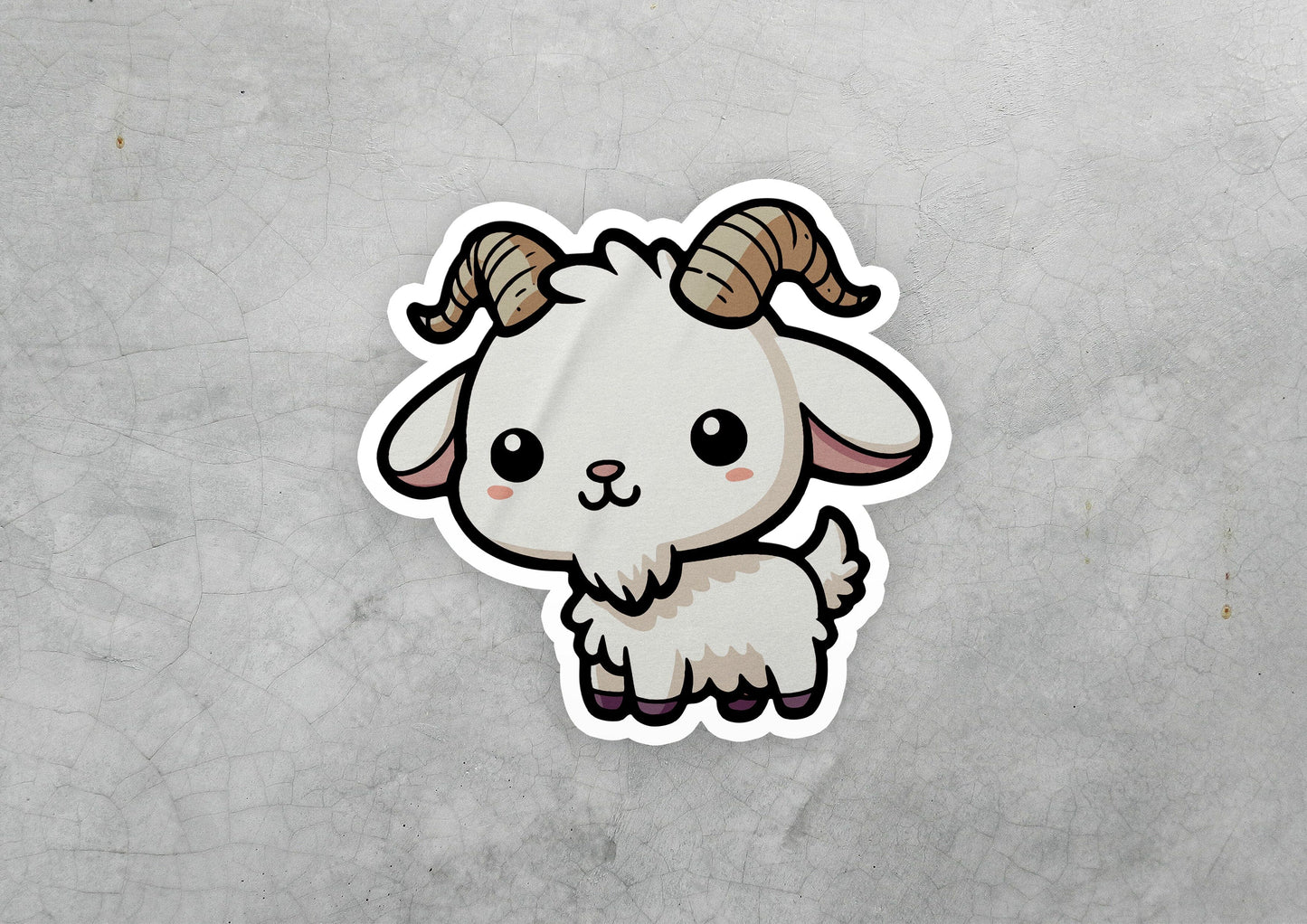 a sticker of a ram with horns on it