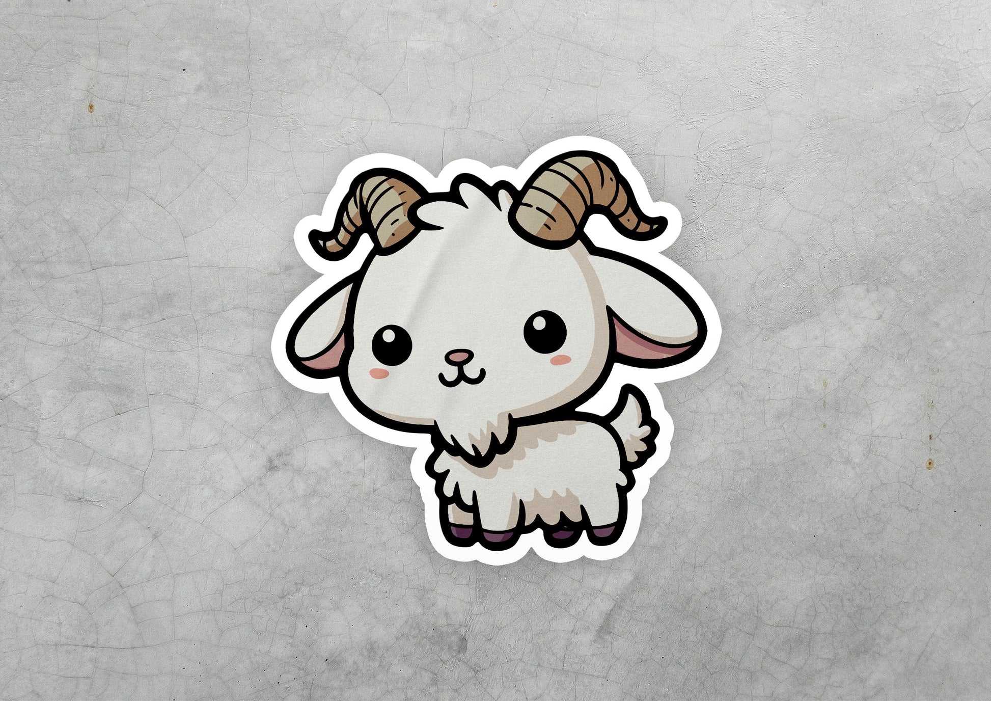 a sticker of a ram with horns on it