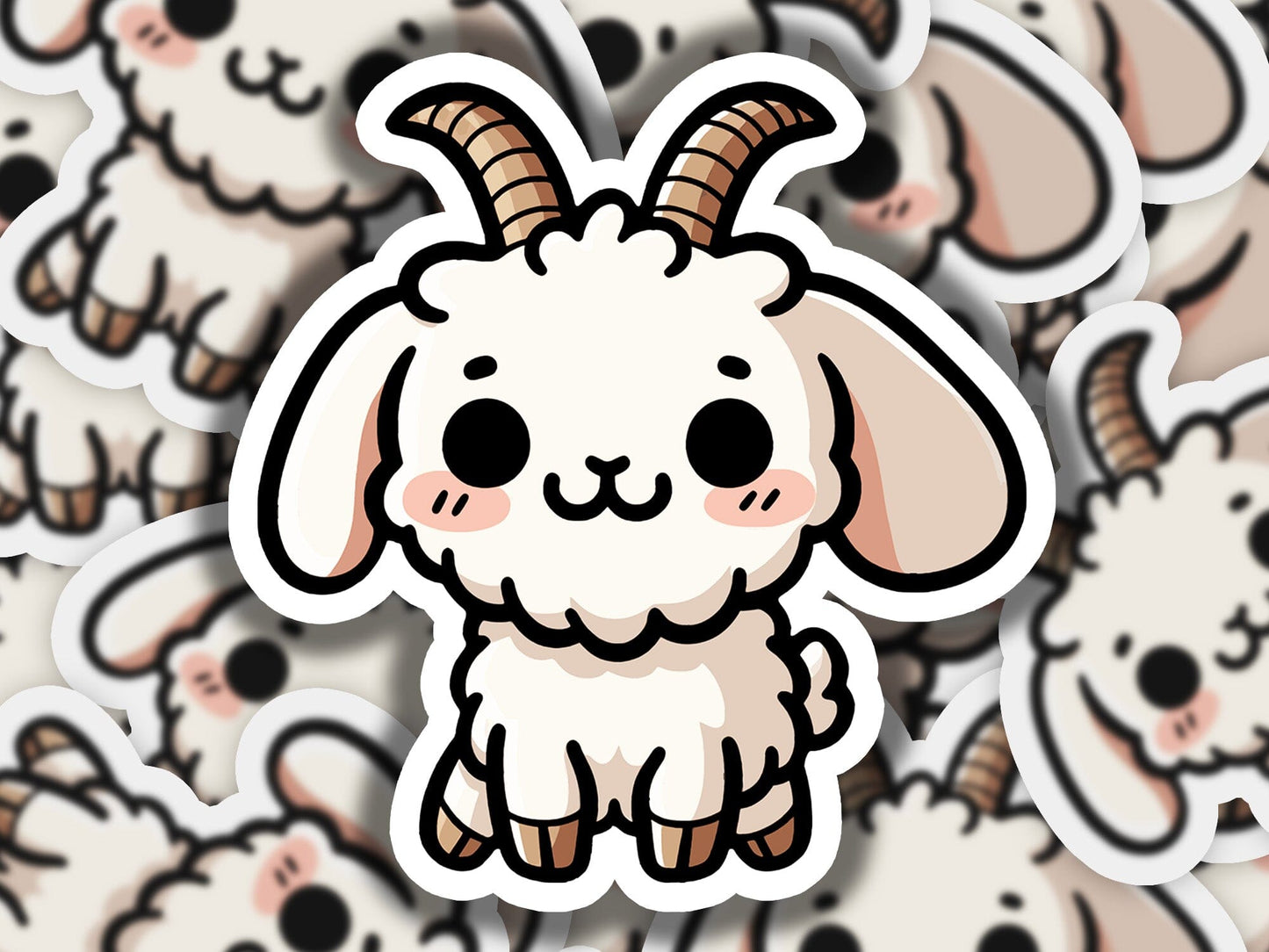a sticker of a goat surrounded by other stickers