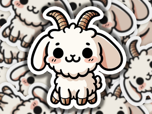 a sticker of a goat surrounded by other stickers