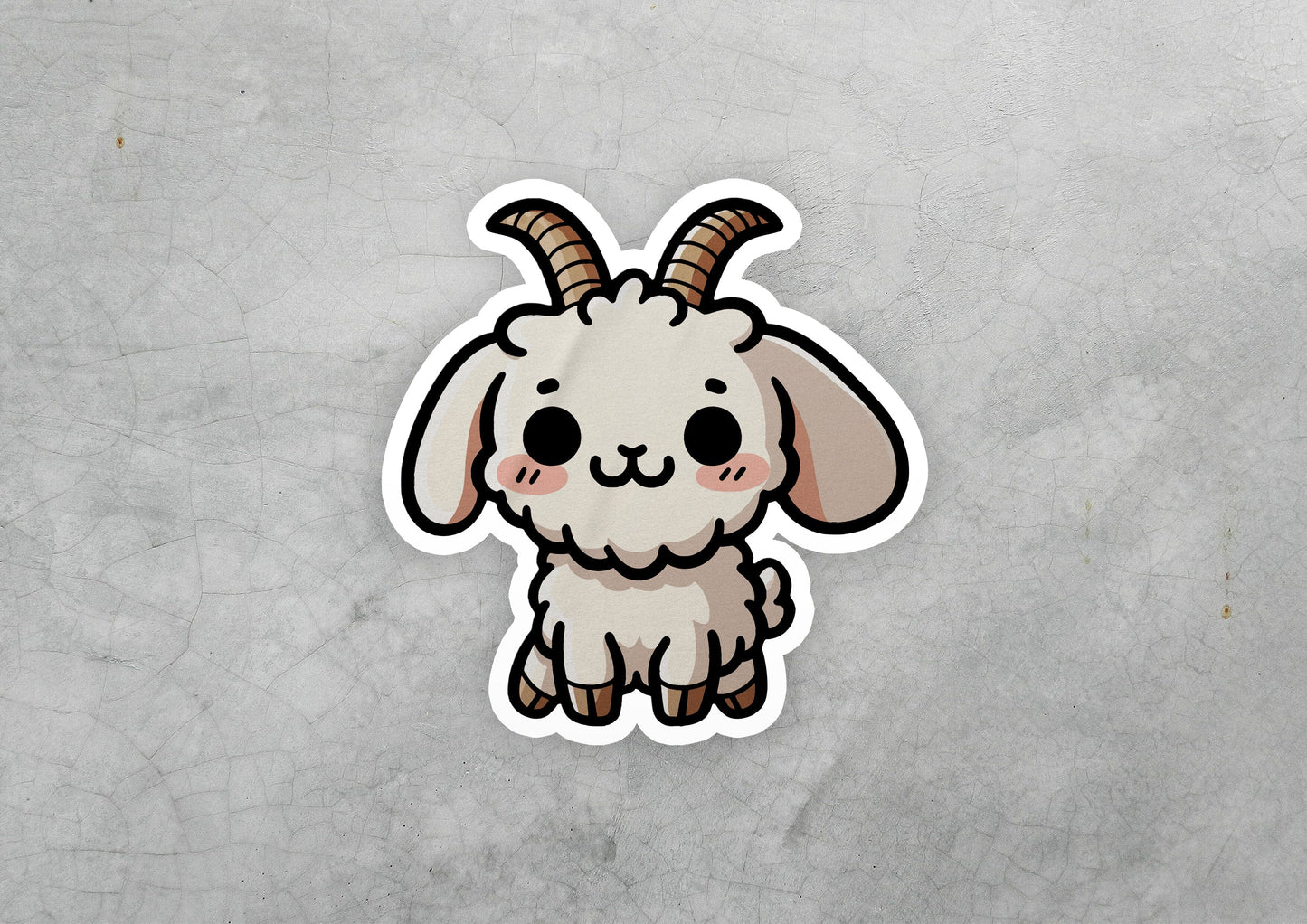 a sticker of a goat with horns on it