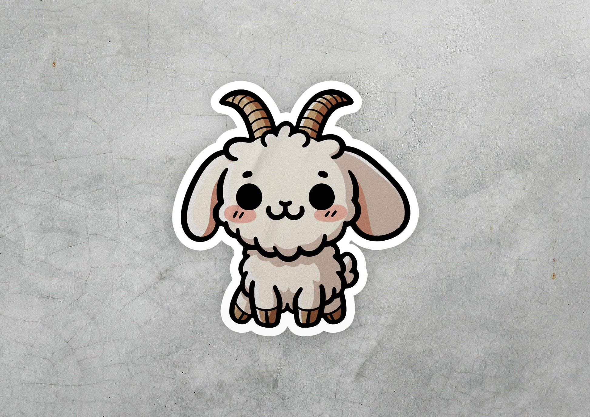 a sticker of a goat with horns on it