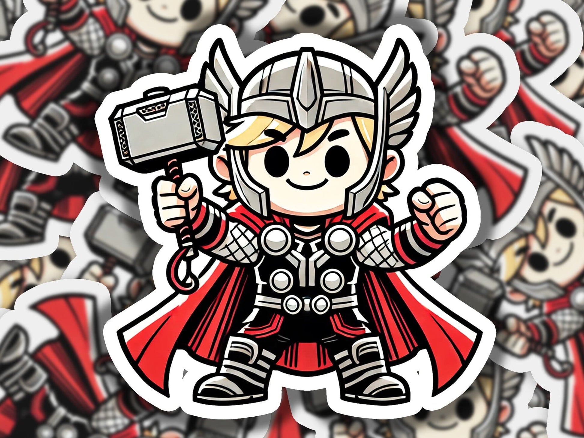a sticker of a cartoon character holding a camera