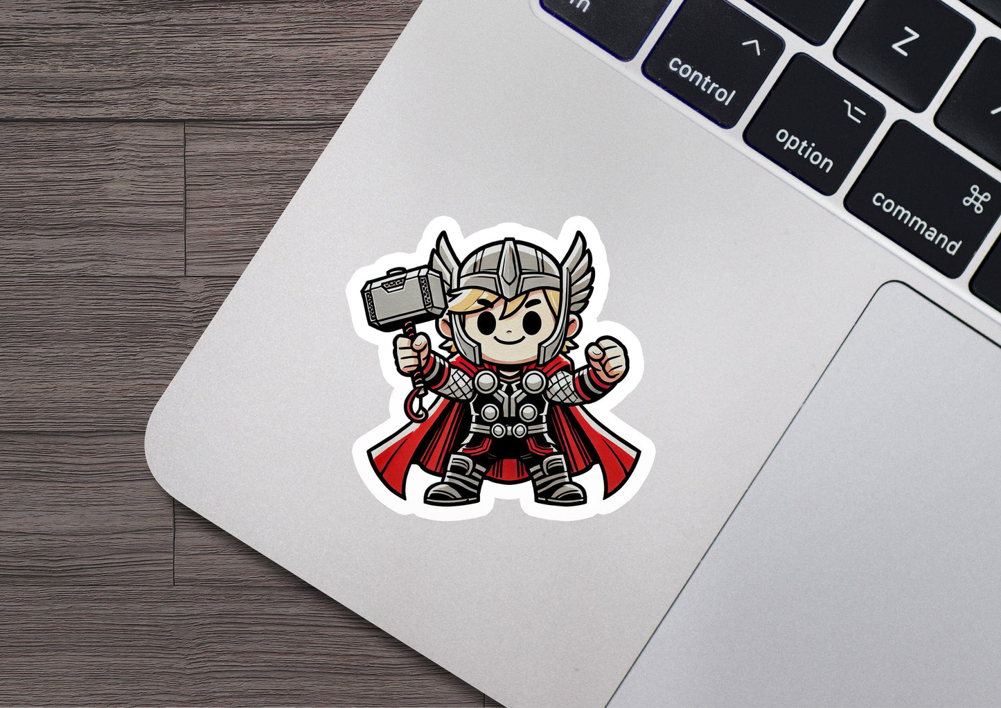 a sticker of a cartoon character holding a hammer