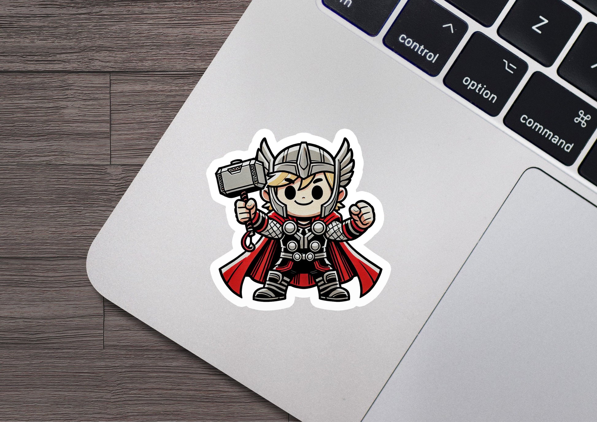 a sticker of a cartoon character holding a hammer
