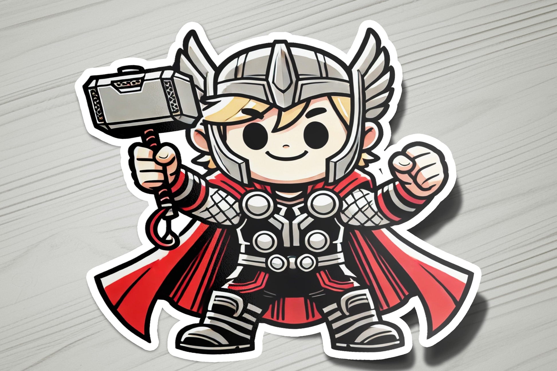 a sticker of a cartoon character holding a camera