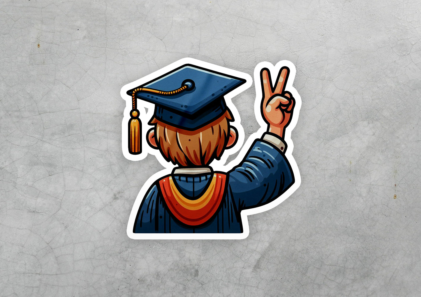 a sticker of a man in a graduation cap
