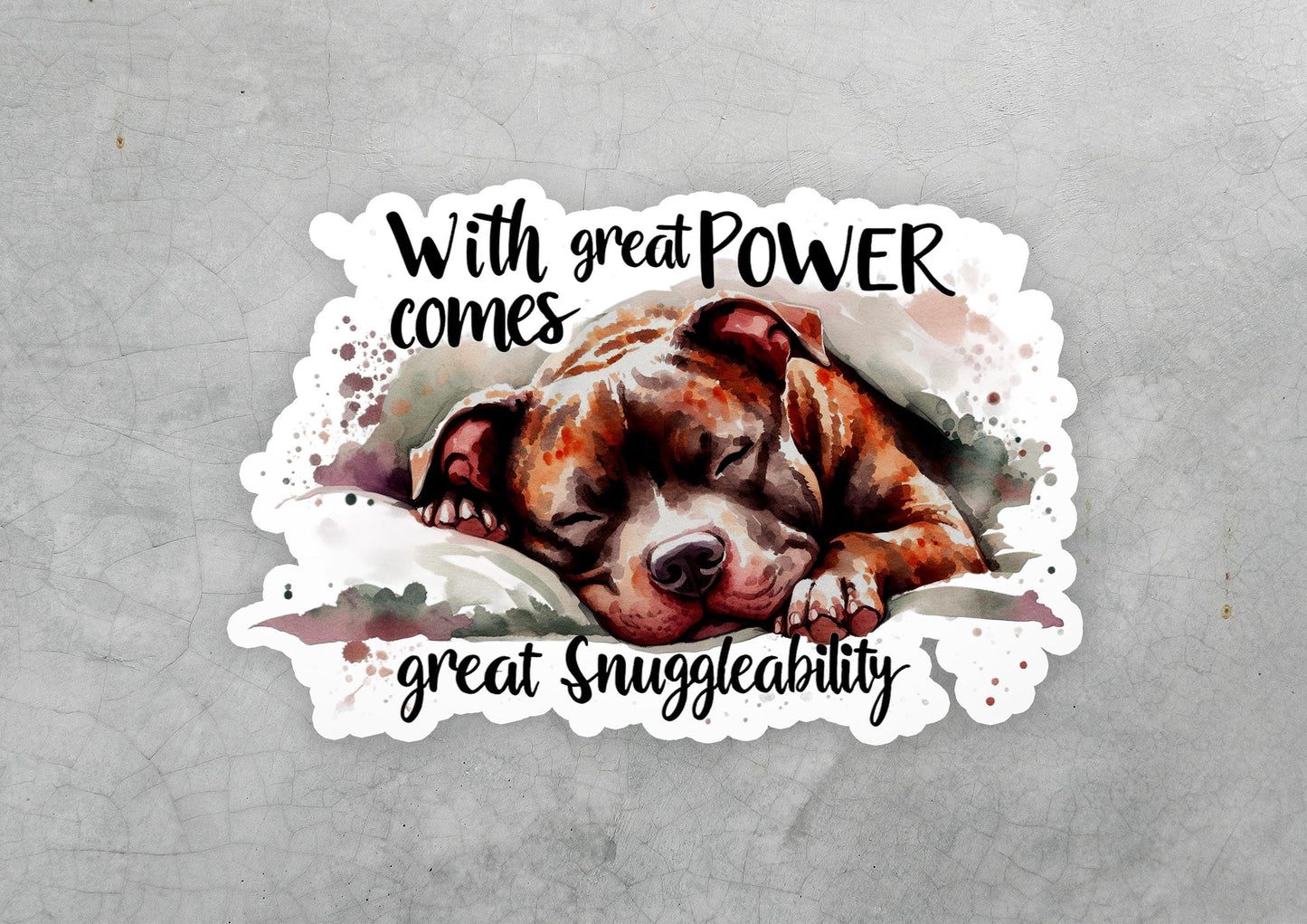 a sticker with a dog sleeping on a pillow