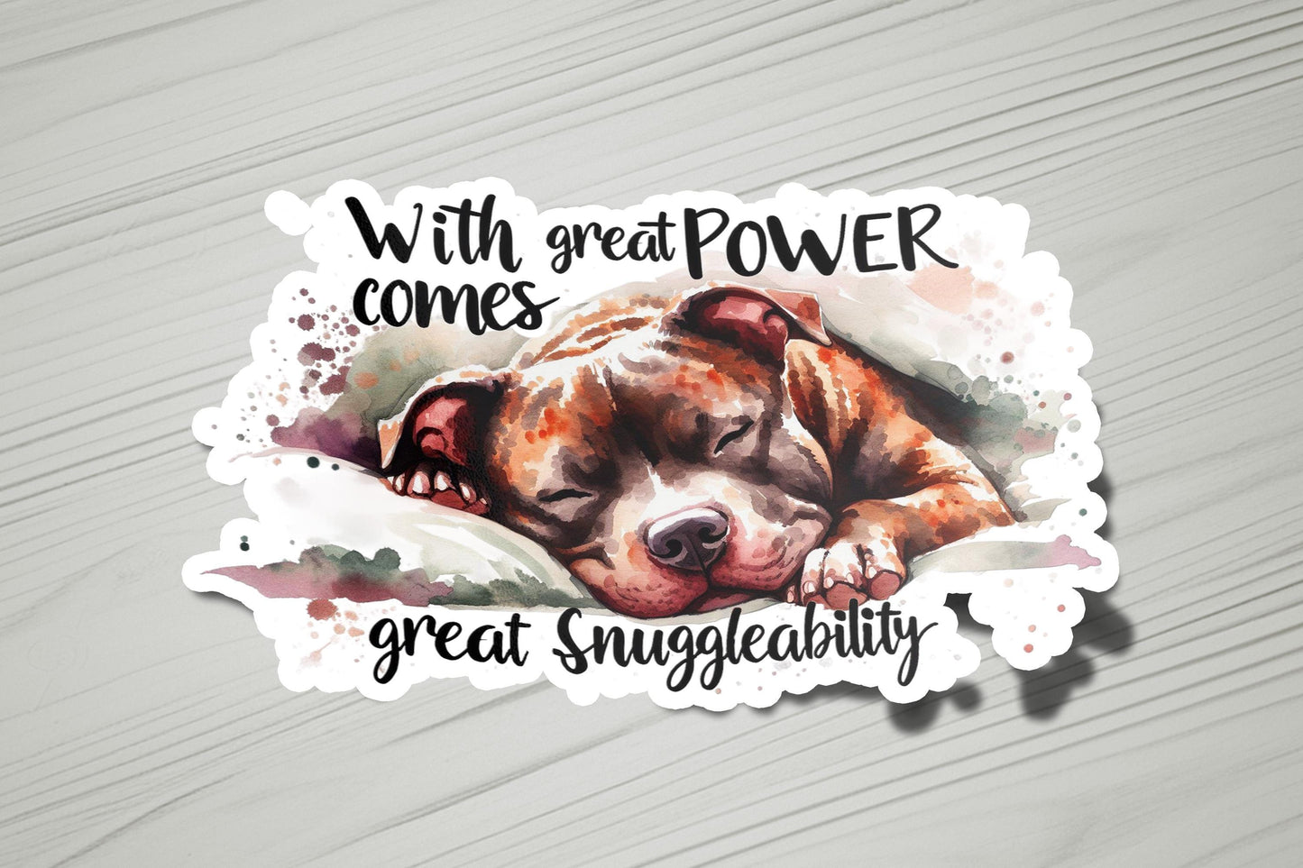 a sticker with a picture of a dog sleeping