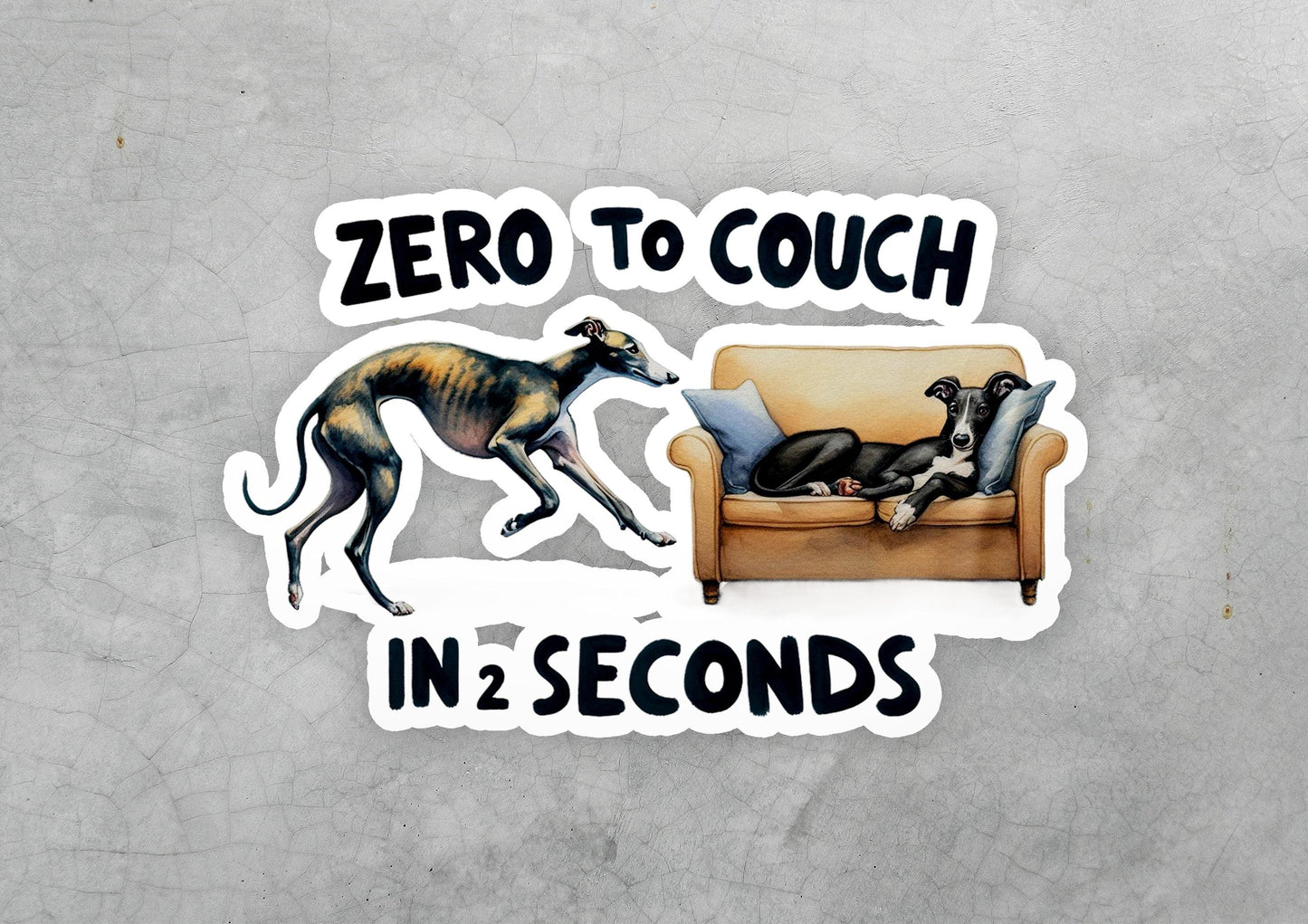 a sticker of a dog and a cat on a couch
