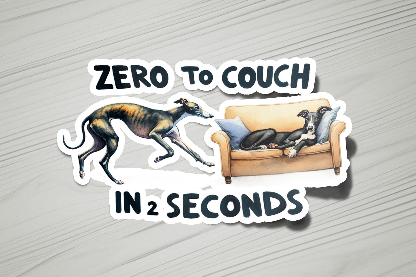 a sticker of a dog and a cat on a couch