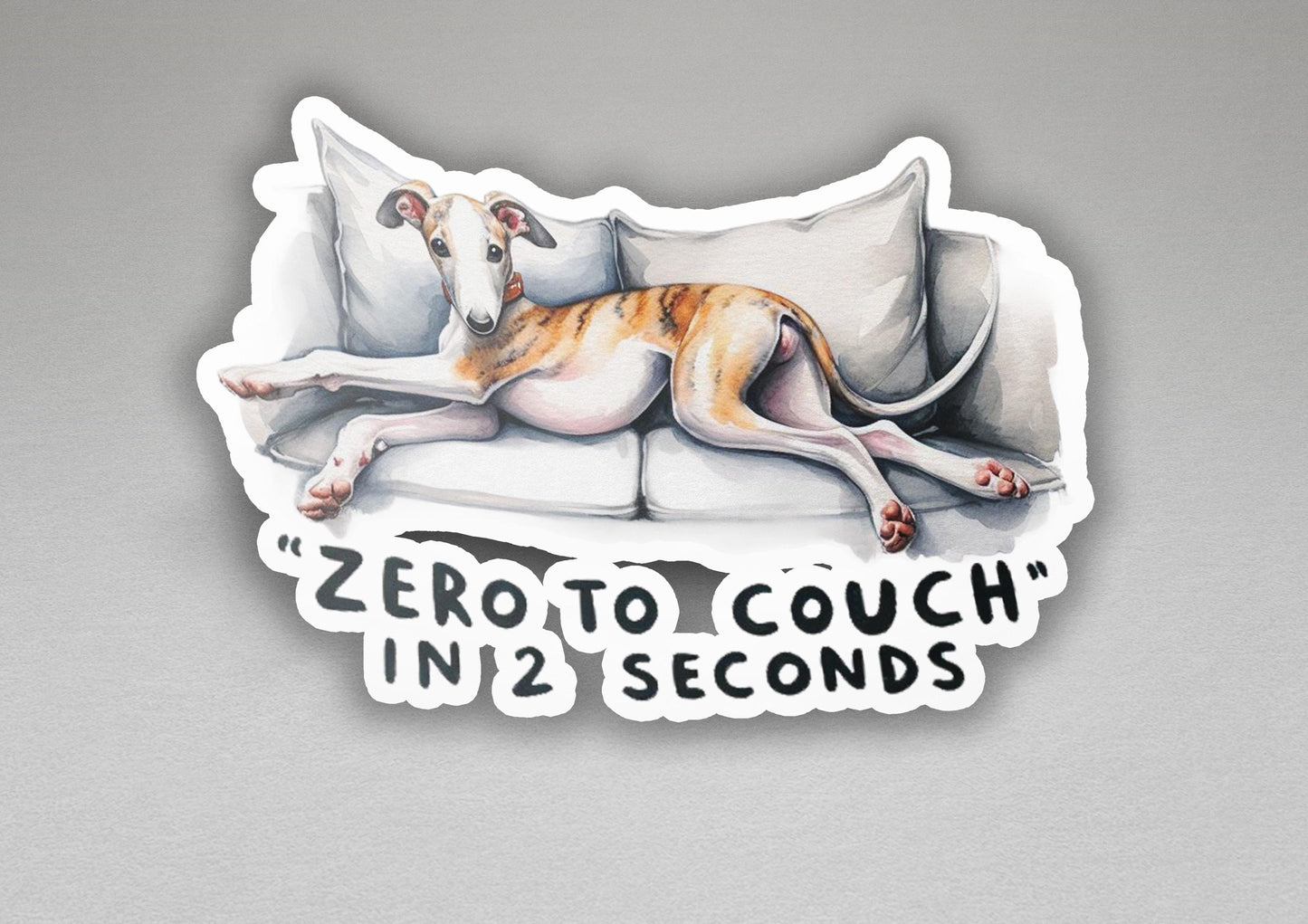 a sticker of a dog sleeping on a couch