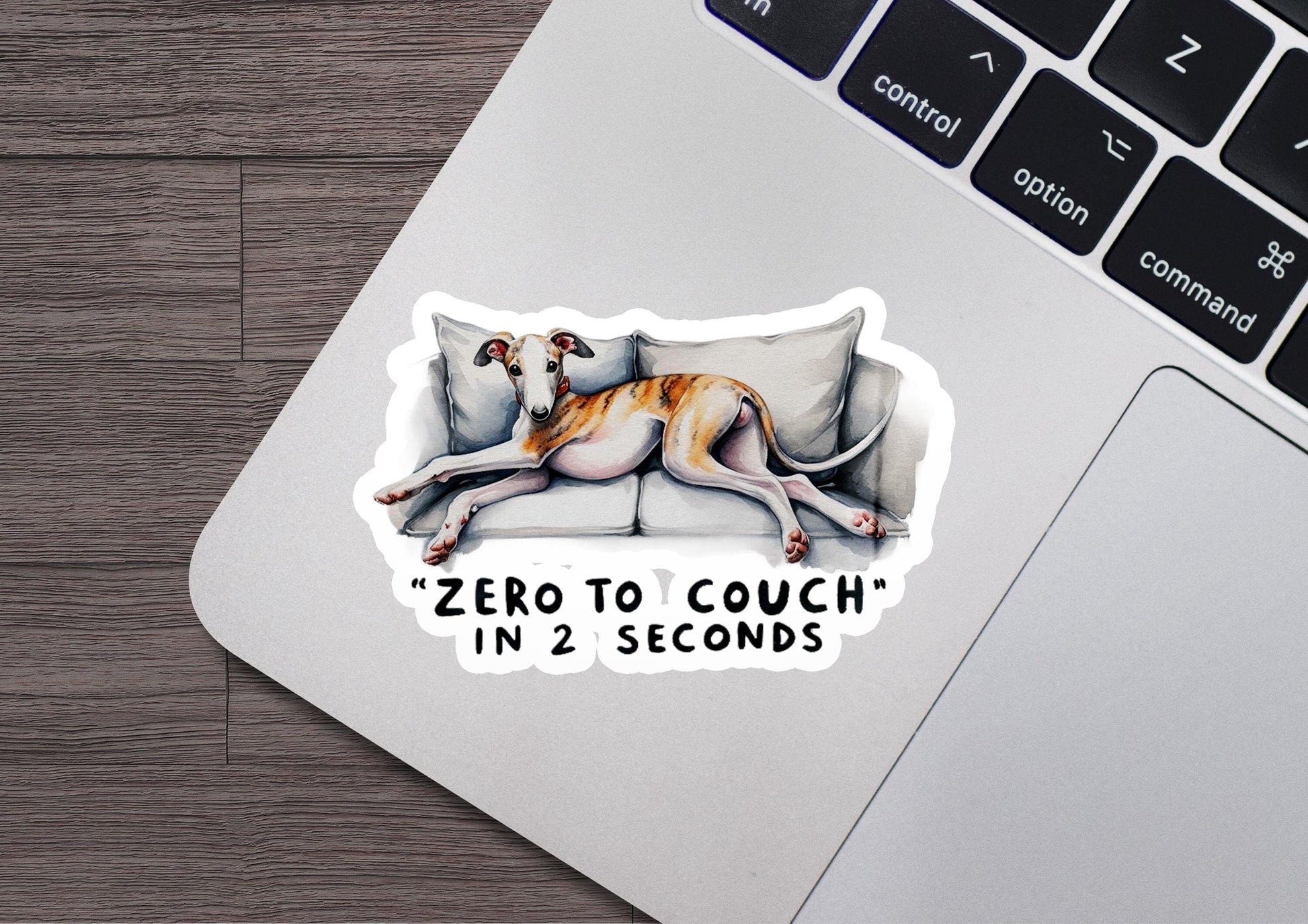 a sticker of a dog sleeping on a couch