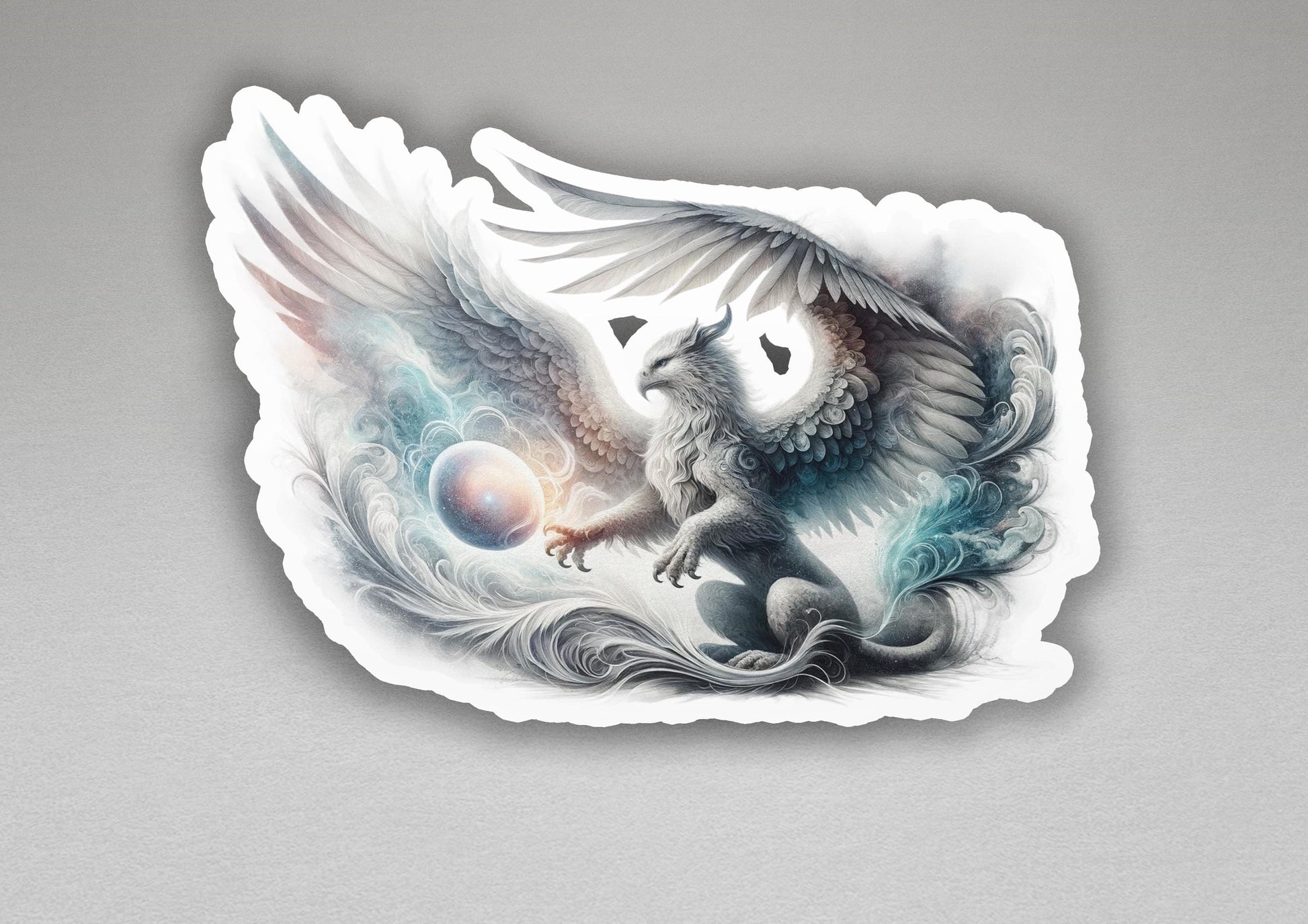 a sticker with a picture of an owl holding a ball