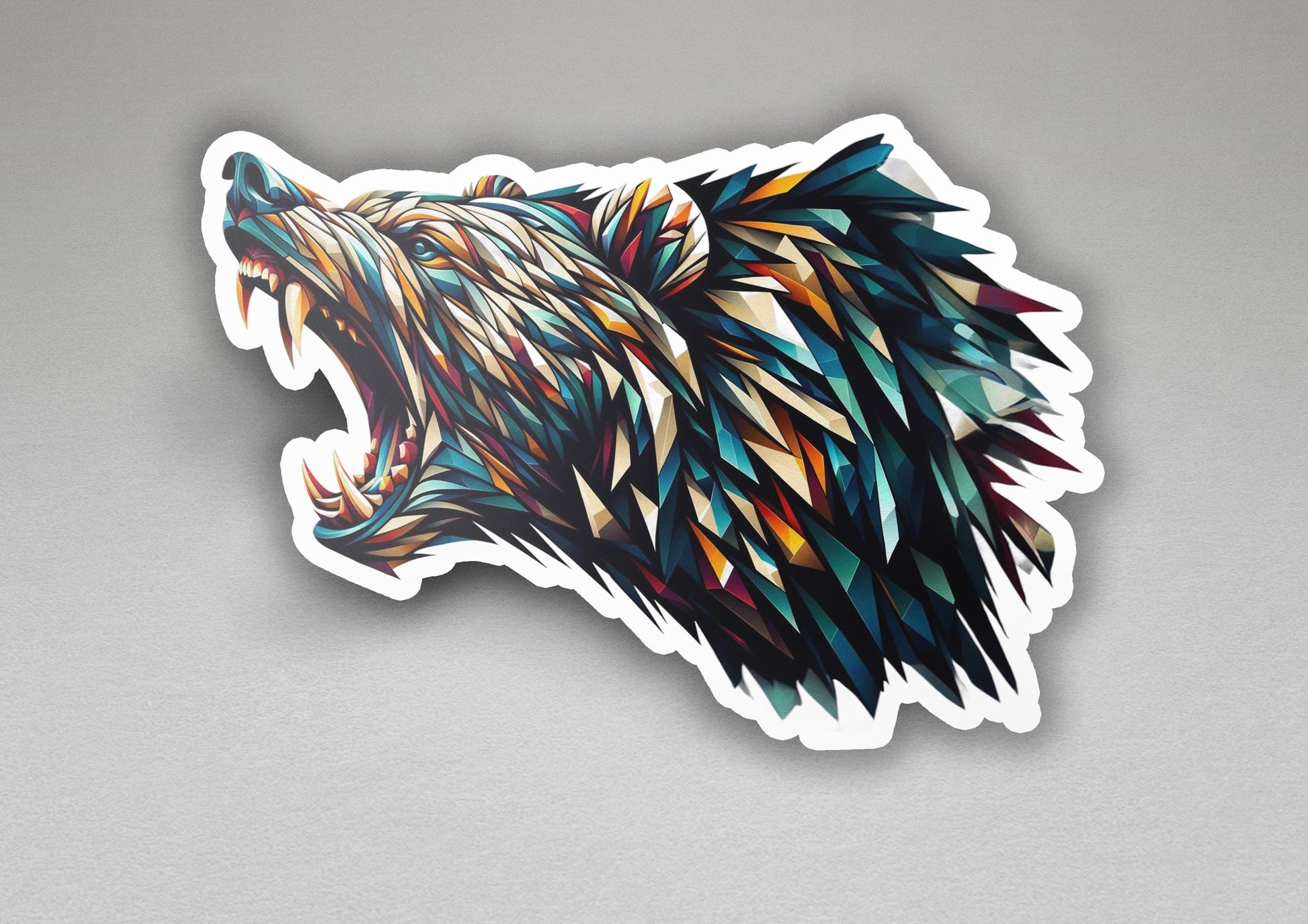 a sticker with a bear&#39;s head painted on it