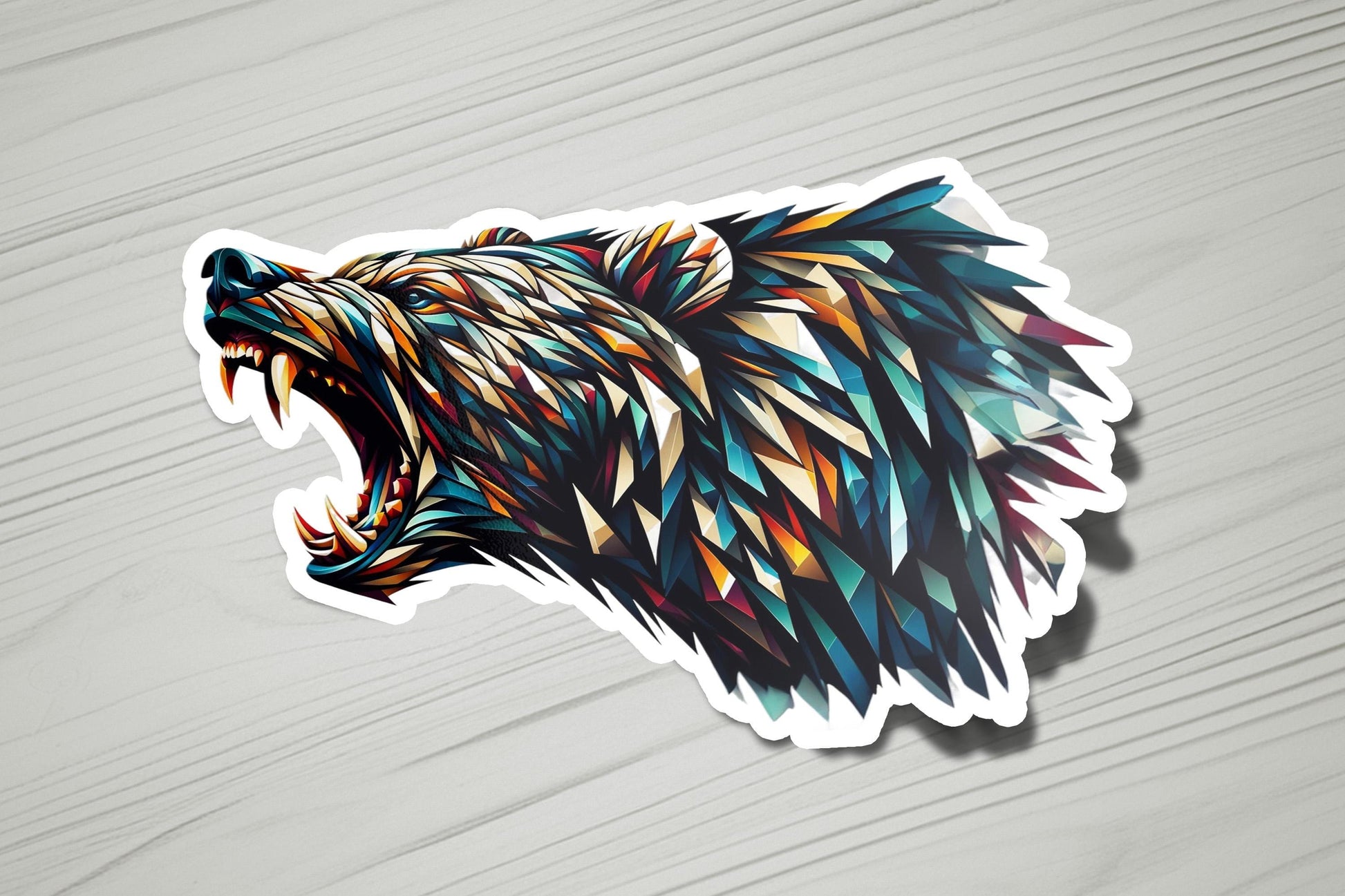 a sticker with a bear&#39;s head on it