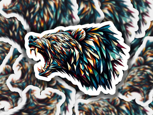 a sticker with a bear&#39;s head on it