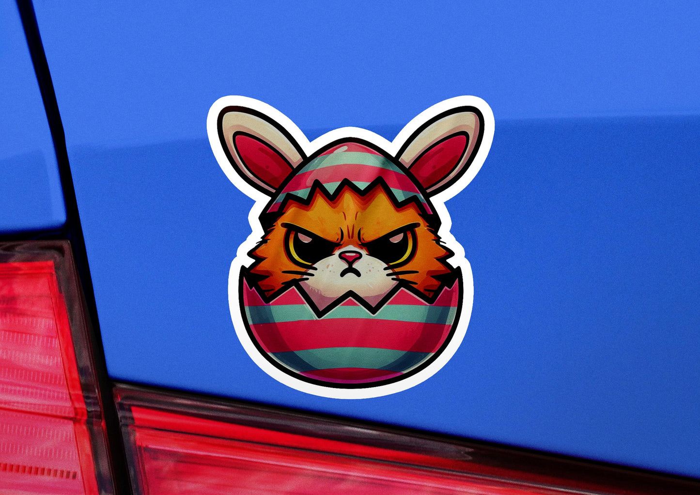 a close up of a car with a sticker on it