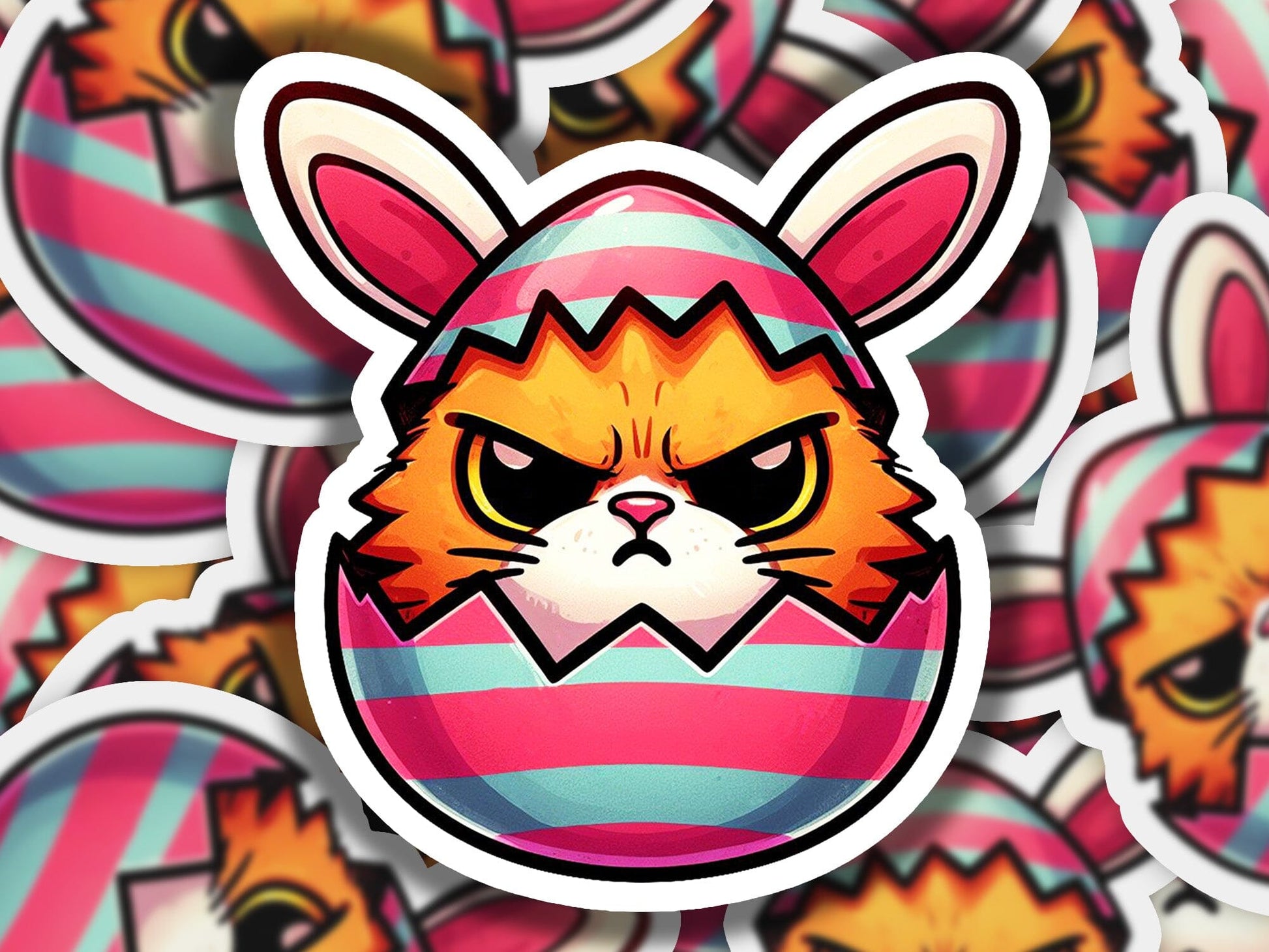 a close up of a sticker of a cat
