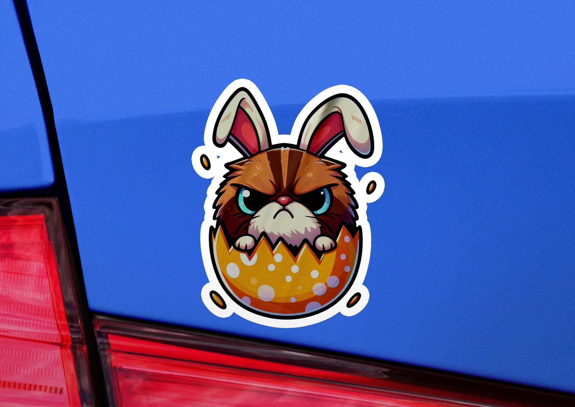 a close up of a car with a sticker on it