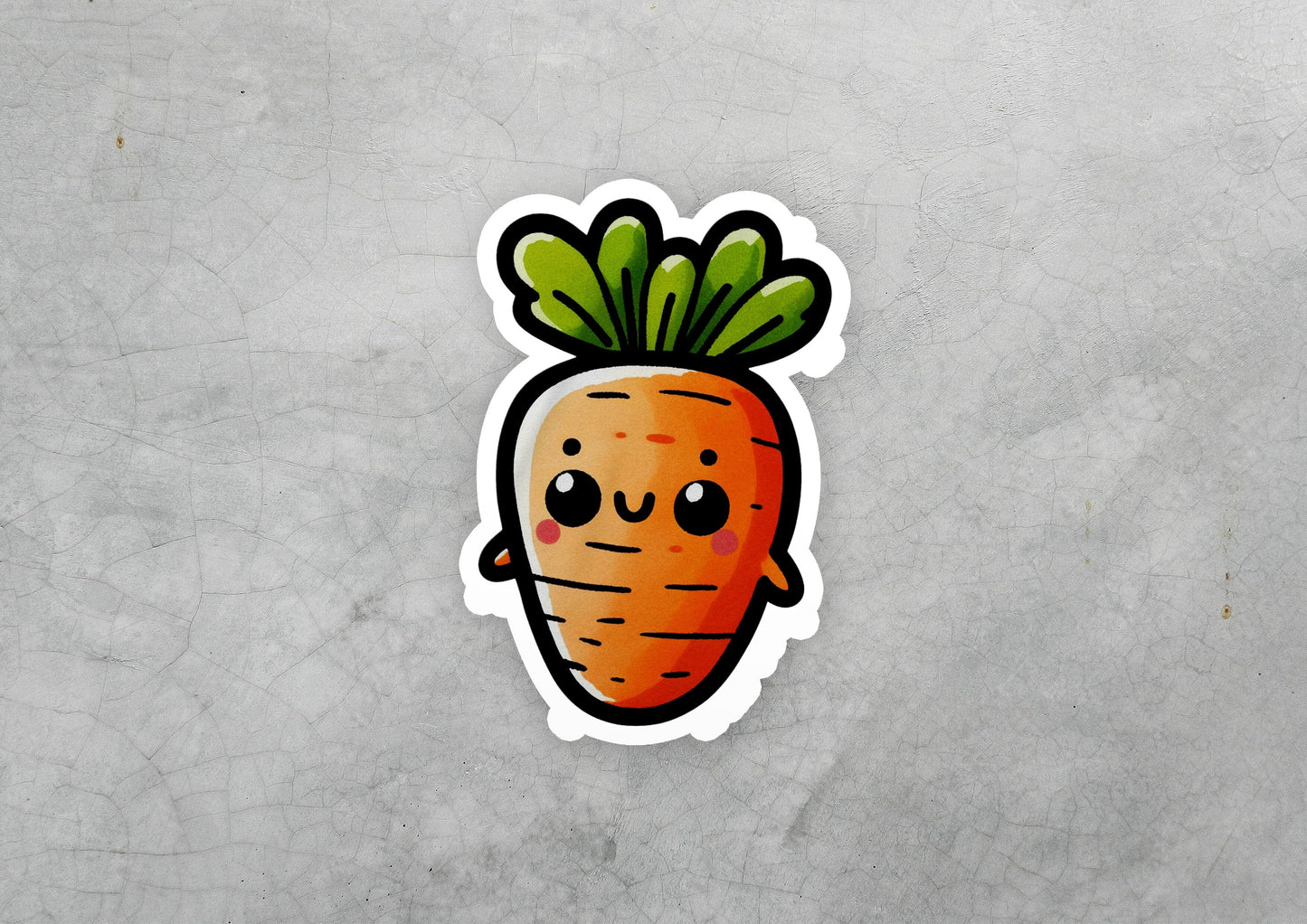 a sticker of a carrot with a face