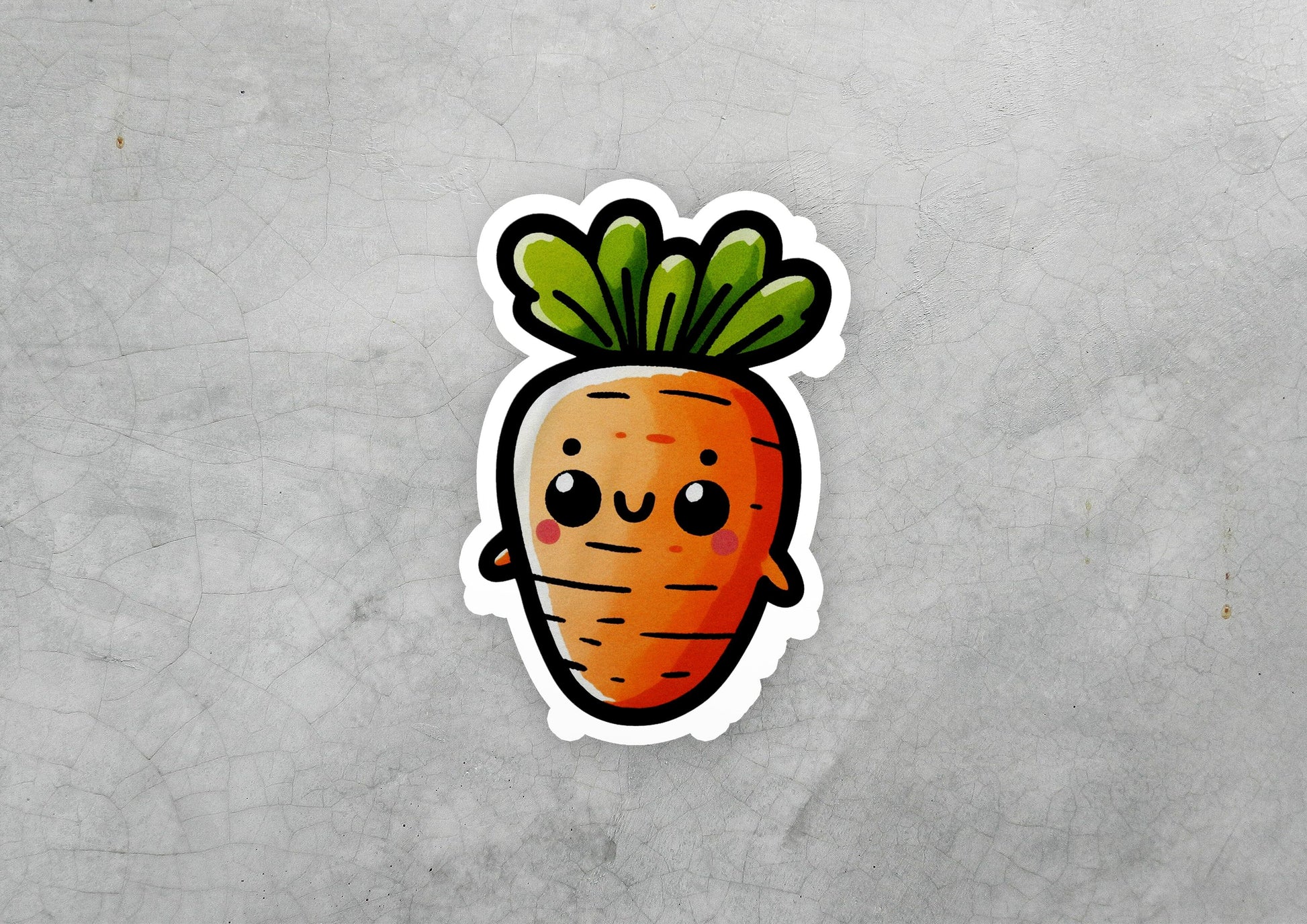 a sticker of a carrot with a face