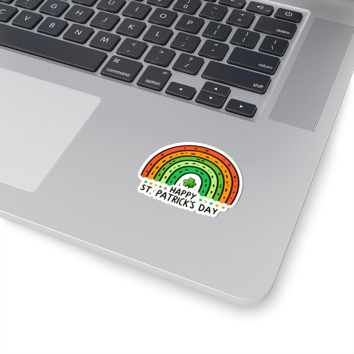 Happy St Patricks Day Rainbow Boho Vinyl Sticker | Dishwasher Safe & Durable | Custom Sizes | Fast Shipping | Made in USA Fiesta Doodle waterproof vinyl sticker. dishwasher safe outdoor sticker.