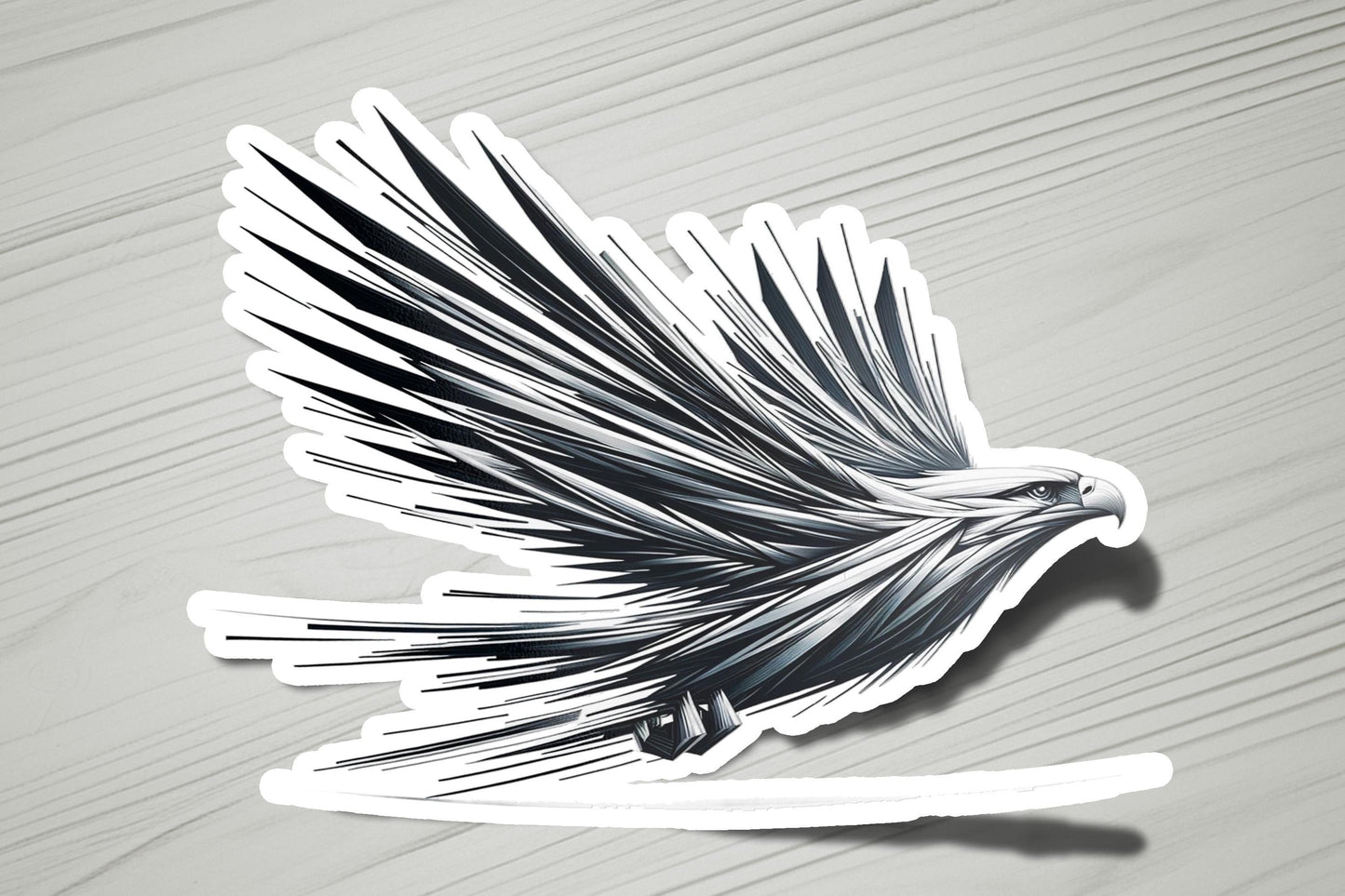 a sticker of a bird on a table